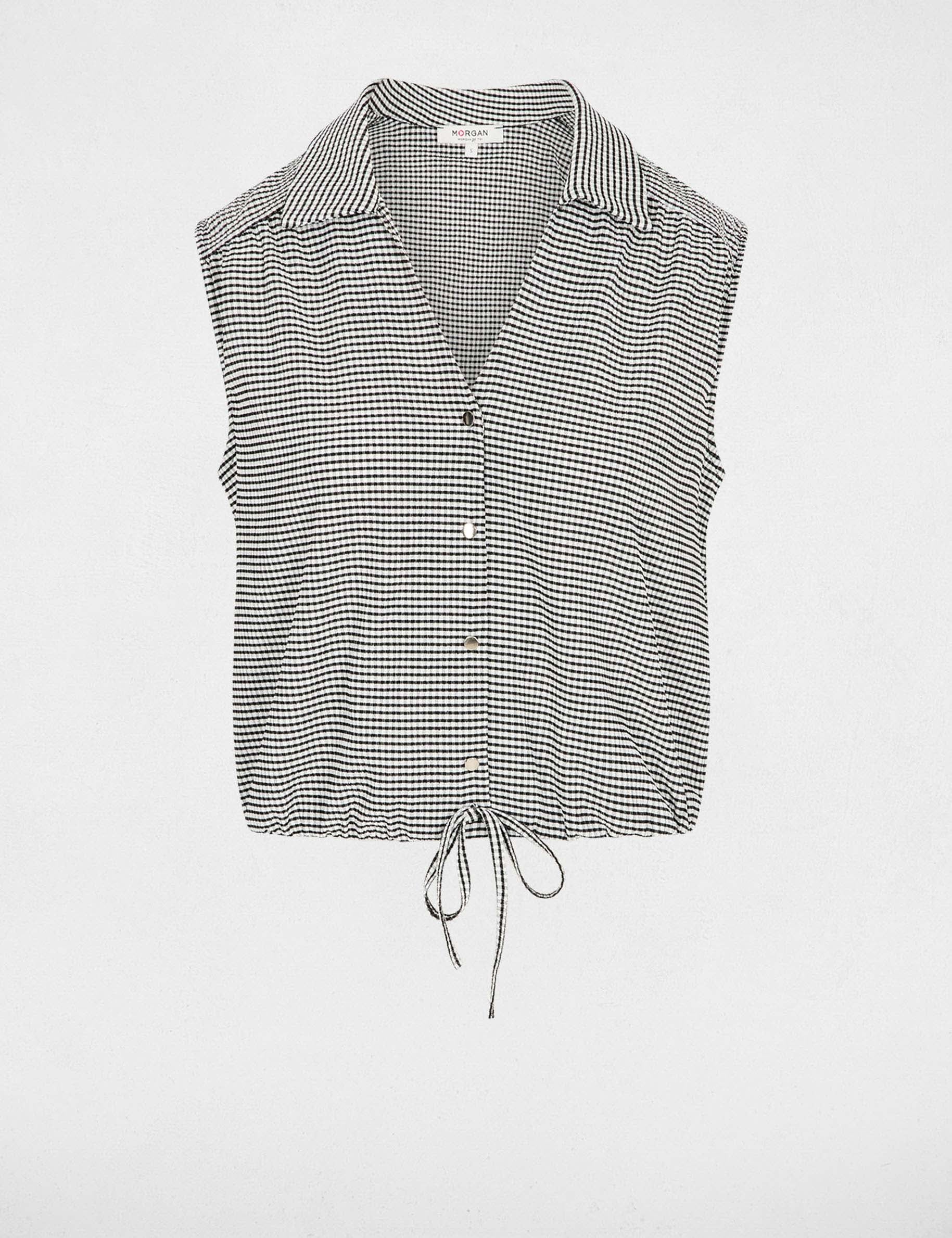 Mouwloze geknoopte blouse zwart vrouw