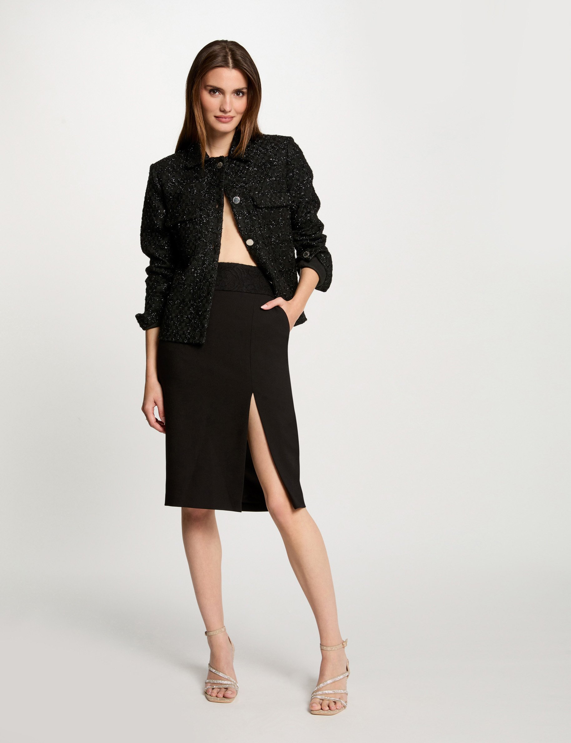 kokerrok met kant taille zwart vrouw Kokerrok met kant taille zwart vrouw