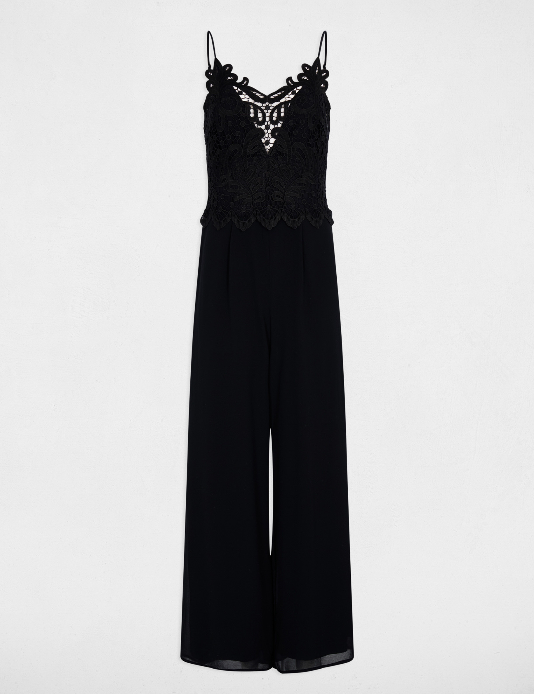 Combinaison dentelle col v noir femme