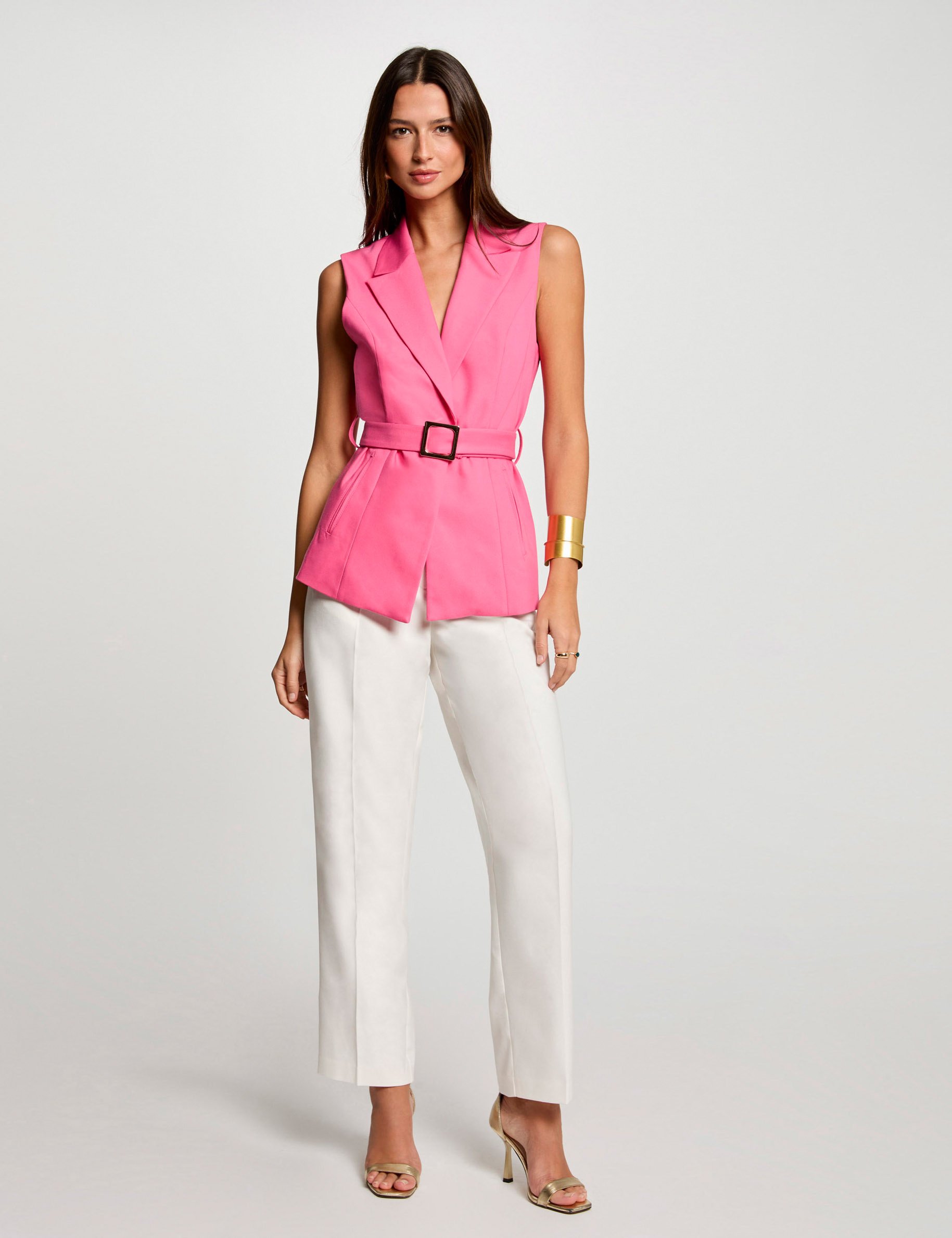 veste courte sans manches rose femme Veste courte sans manches rose femme