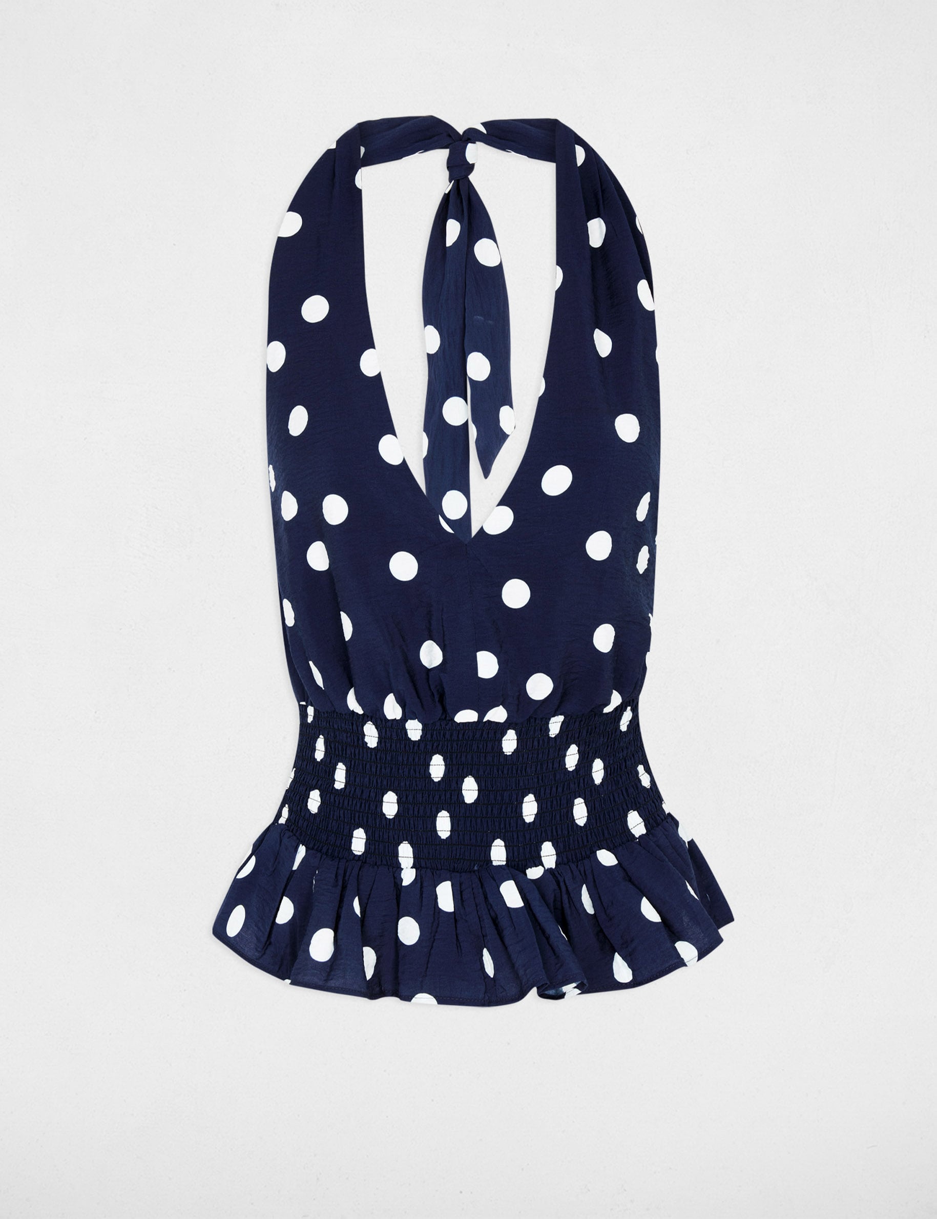 Top sans manches col v bleu marine femme