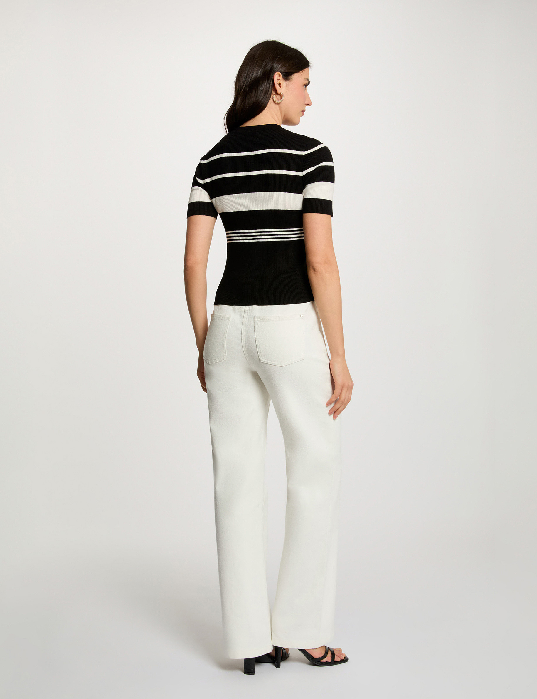 Pull fin col v noir femme