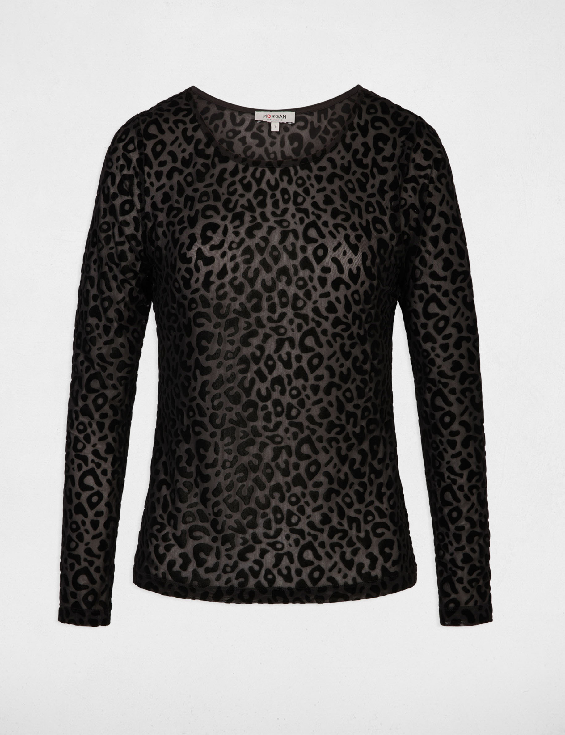 Getailleerd T-shirt met ronde hals zwart vrouw
