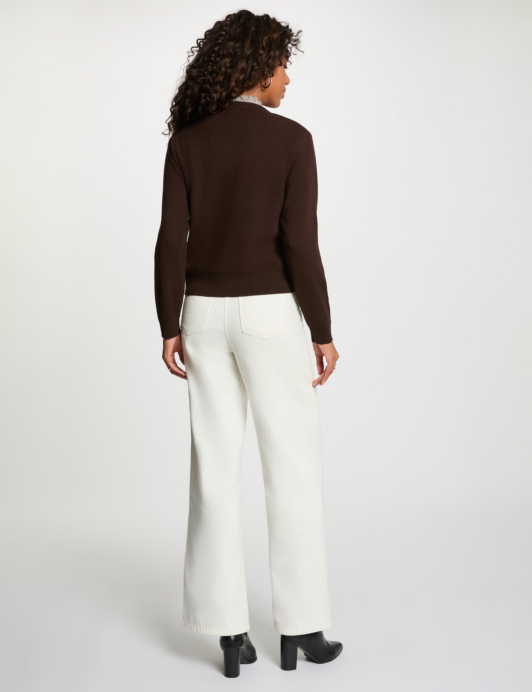 Vest met sierknopen donker bruin vrouw