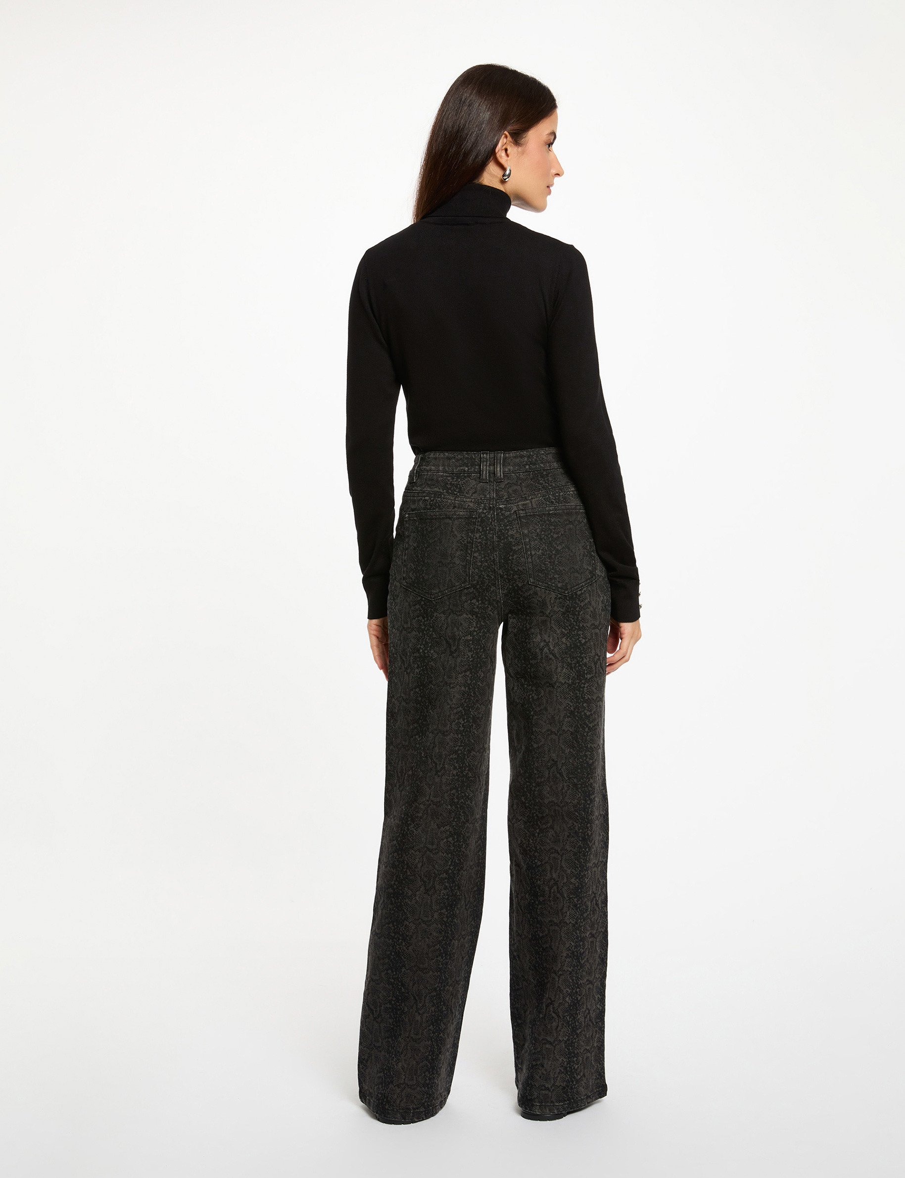 Jean large taille haute multicolore femme