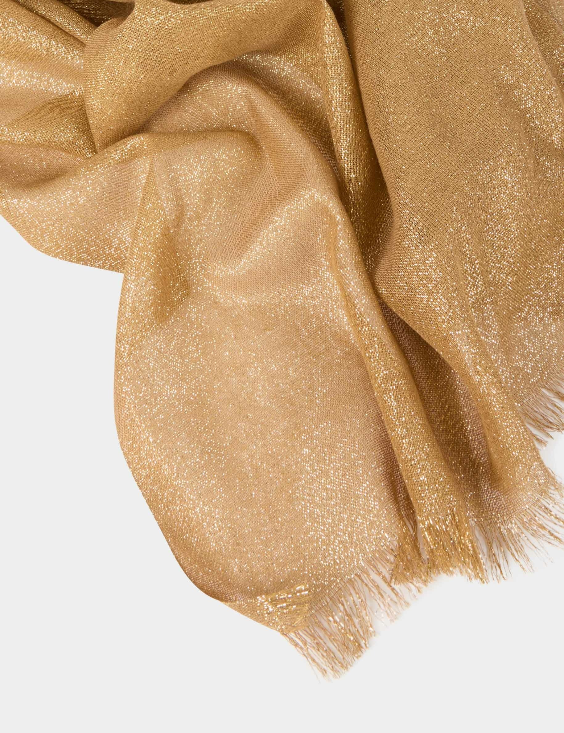 foulard fils metallises jaune moutarde femme Foulard fils métallisés jaune moutarde femme