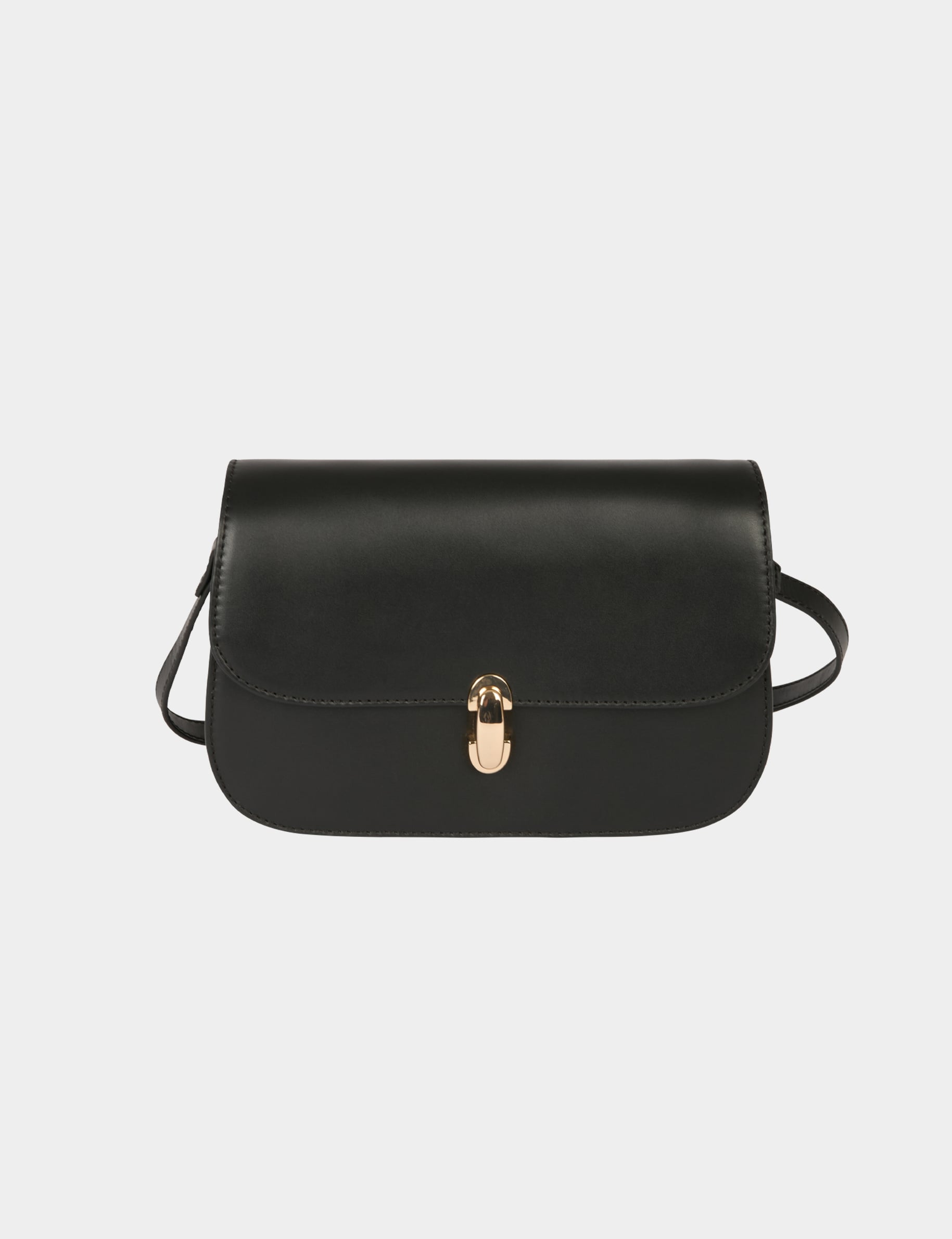 Sac bo&icirc;te bandouli&egrave;re en cuir noir femme