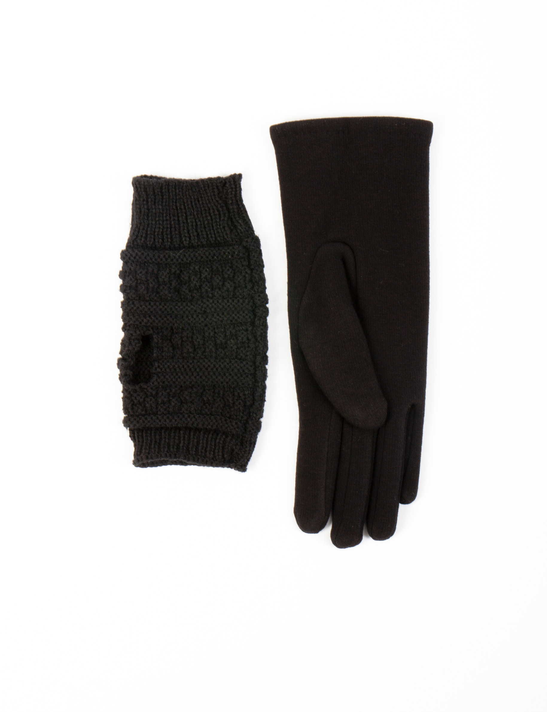 gants en maille avec strass noir femme zwart vrouw