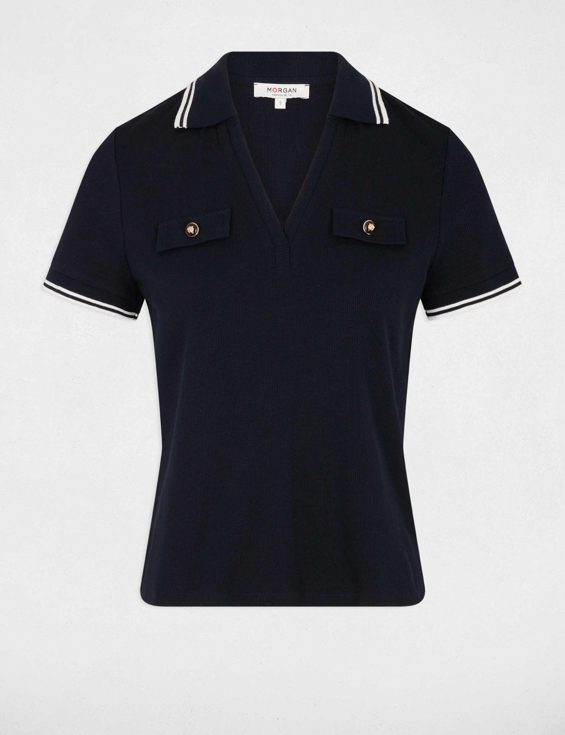 getailleerd poloshirt marineblauw vrouw Getailleerd poloshirt marineblauw vrouw