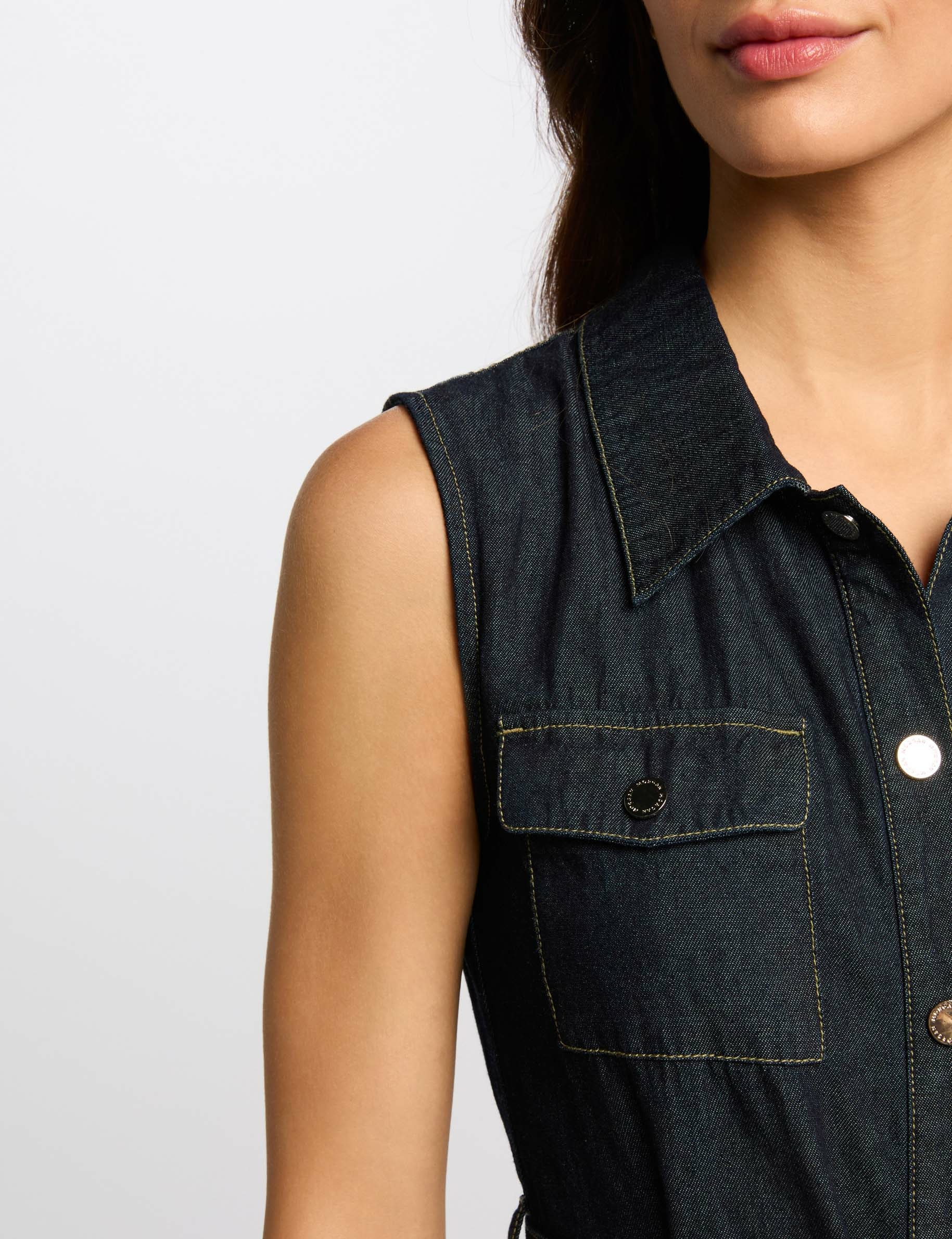 robe longue droite en jean denim brut femme Robe longue droite en jean denim brut femme