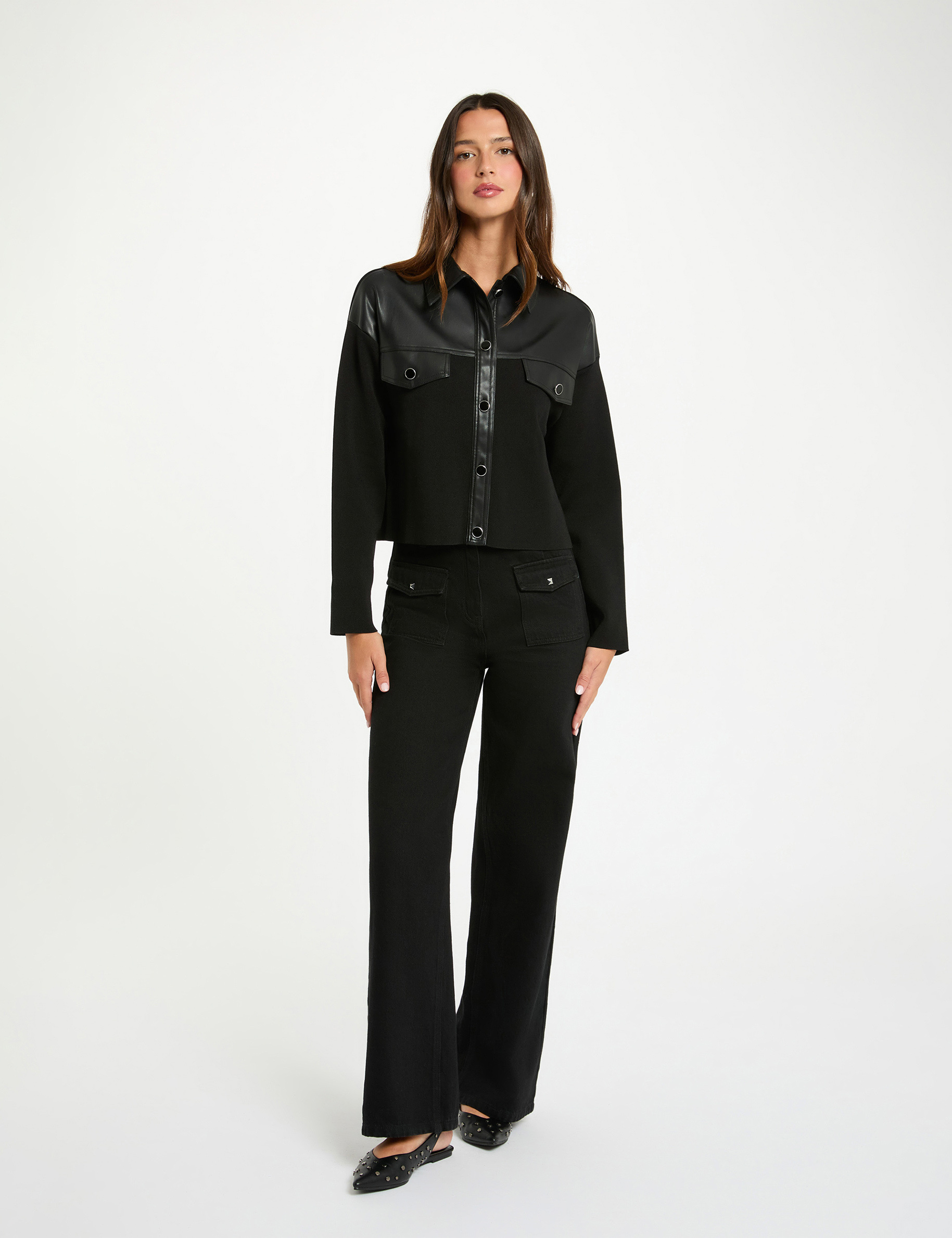 veste droite cropped noir femme Veste droite cropped noir femme