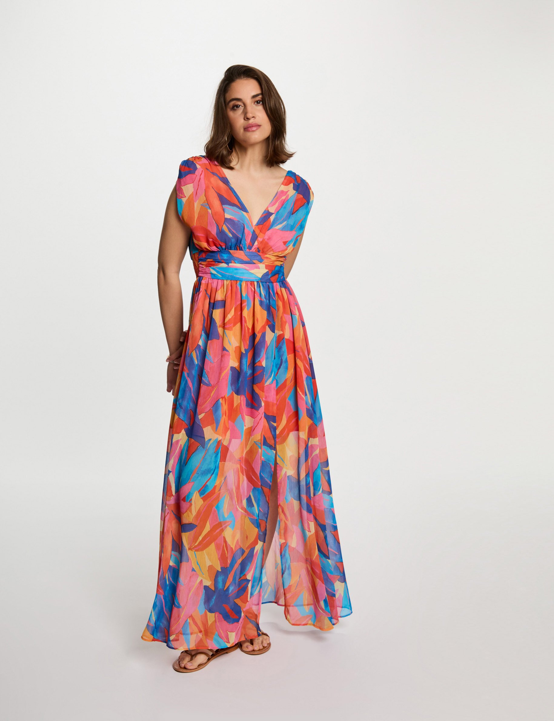 robe longue droite imprimee multicolore femme Robe longue droite imprimée multicolore femme