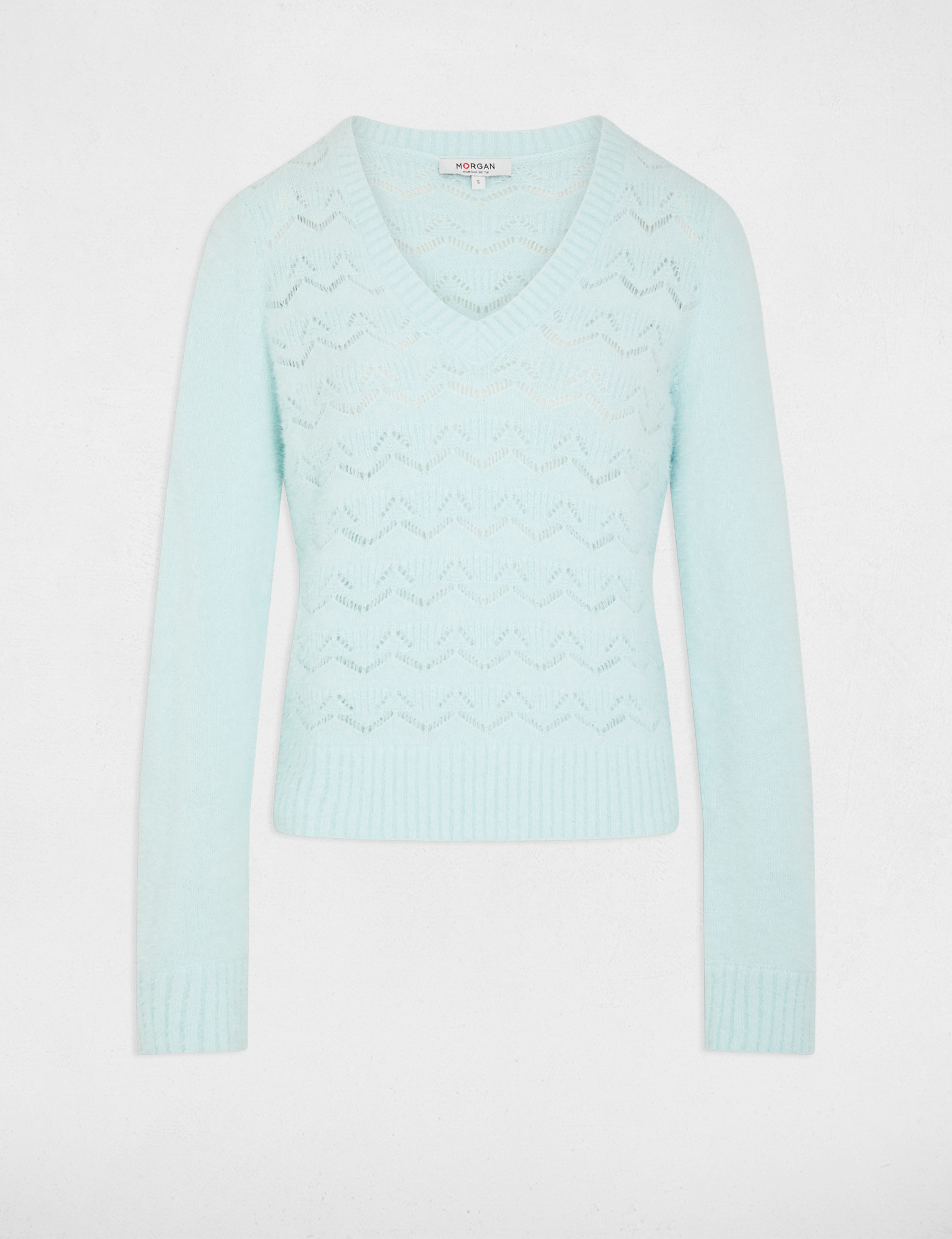 pull col en v bleu ciel femme Pull col en V bleu ciel femme