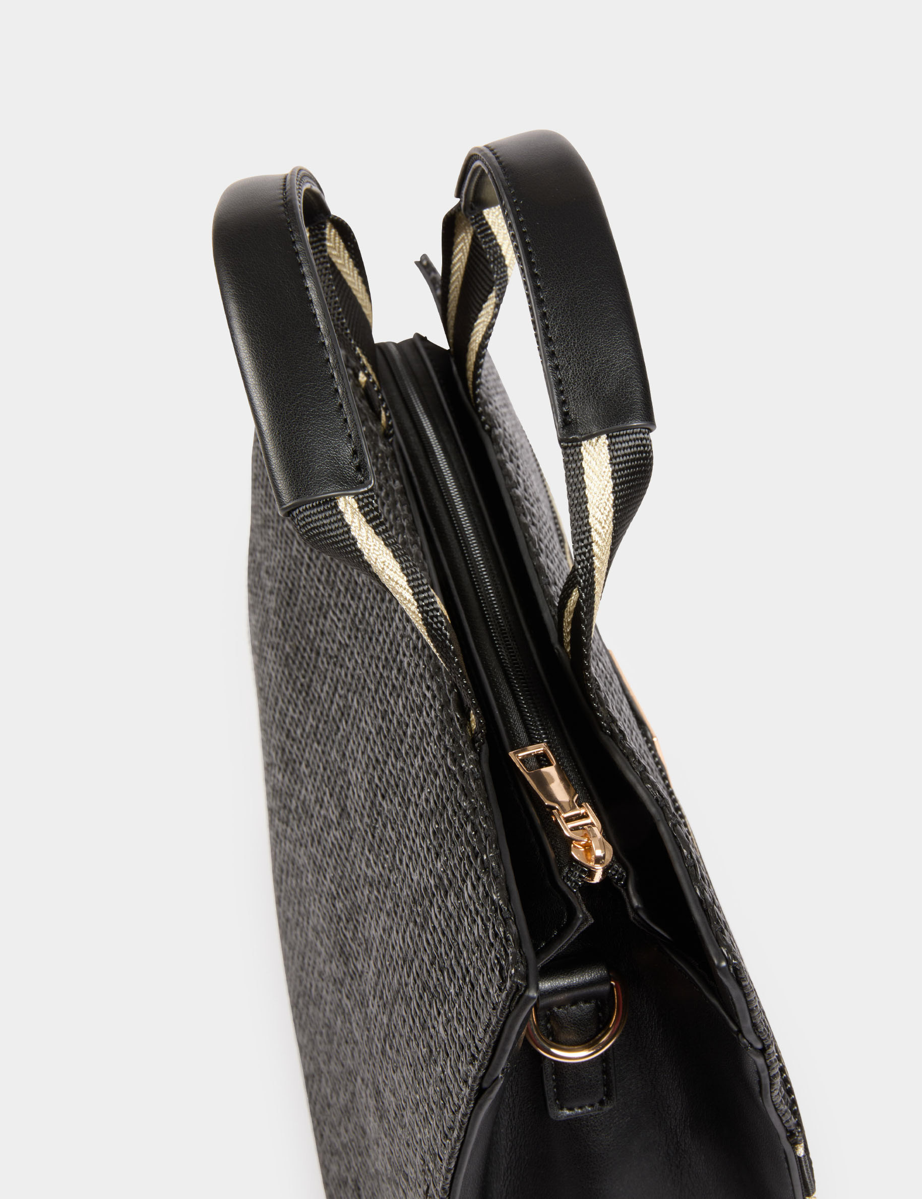 Sac cabas tress&eacute; noir femme