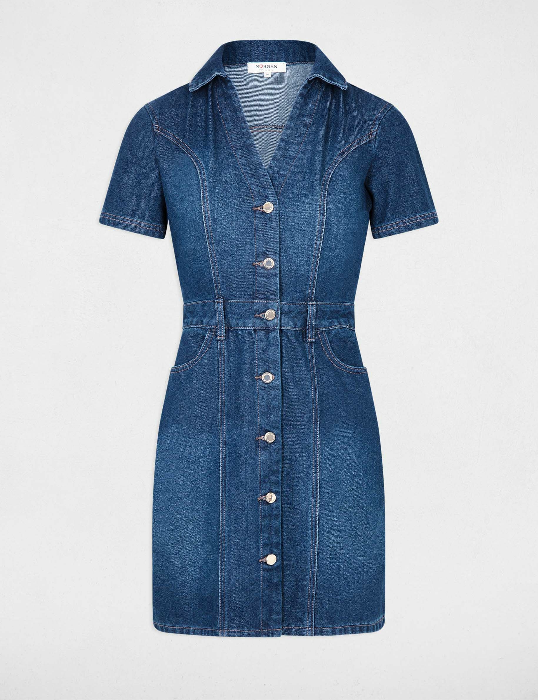 Robe courte ajustée en jean jean brut femme