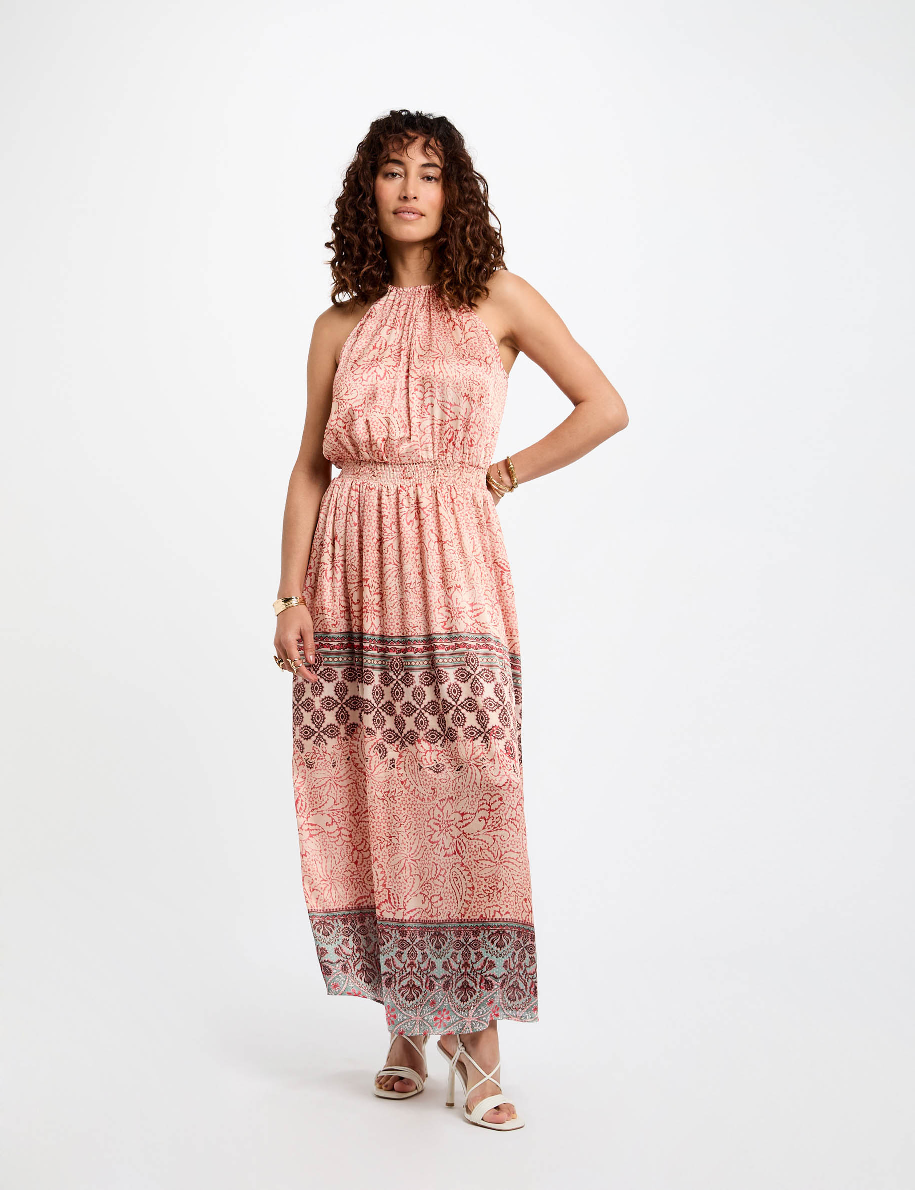 robe longue droite imprimee multicolore femme meerkleurig vrouw