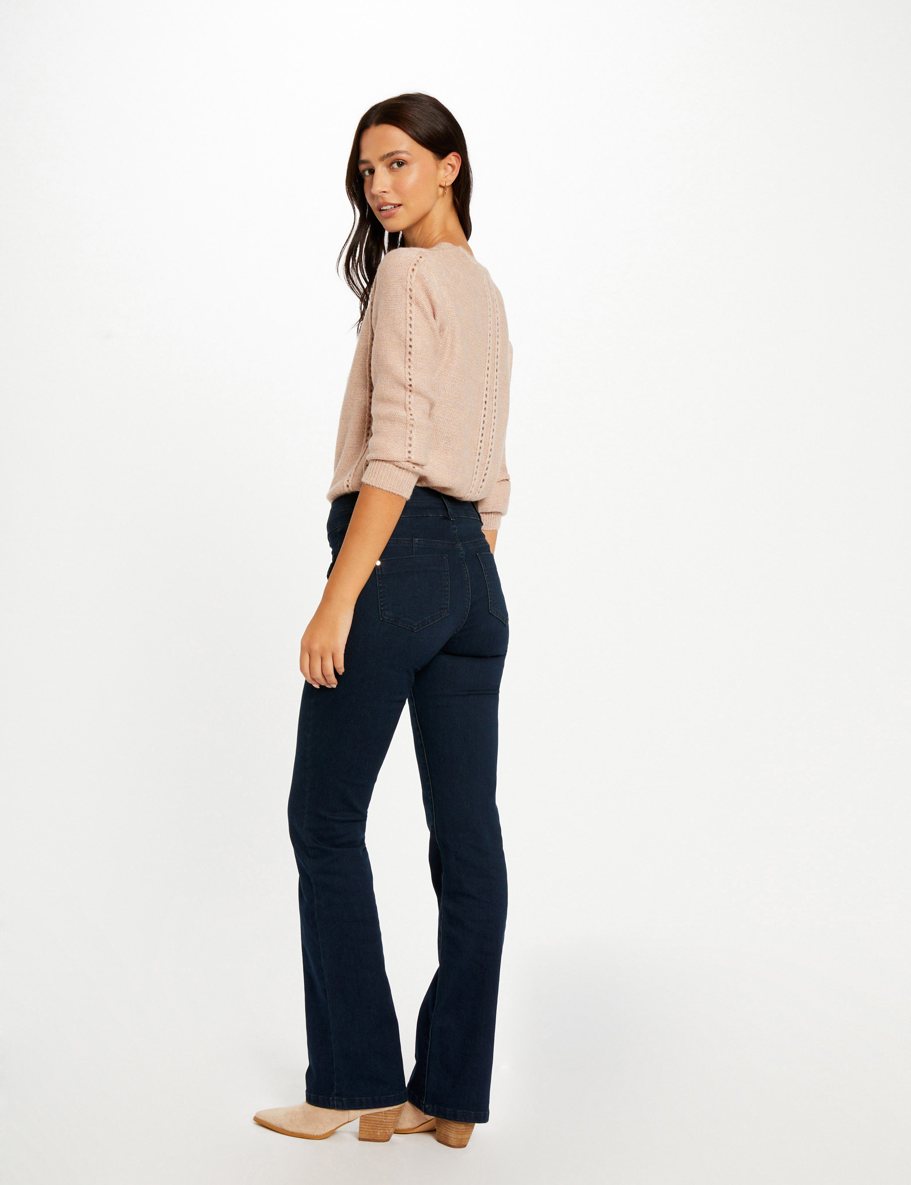 Bootcut jeans met hoge taille raw jeans vrouw