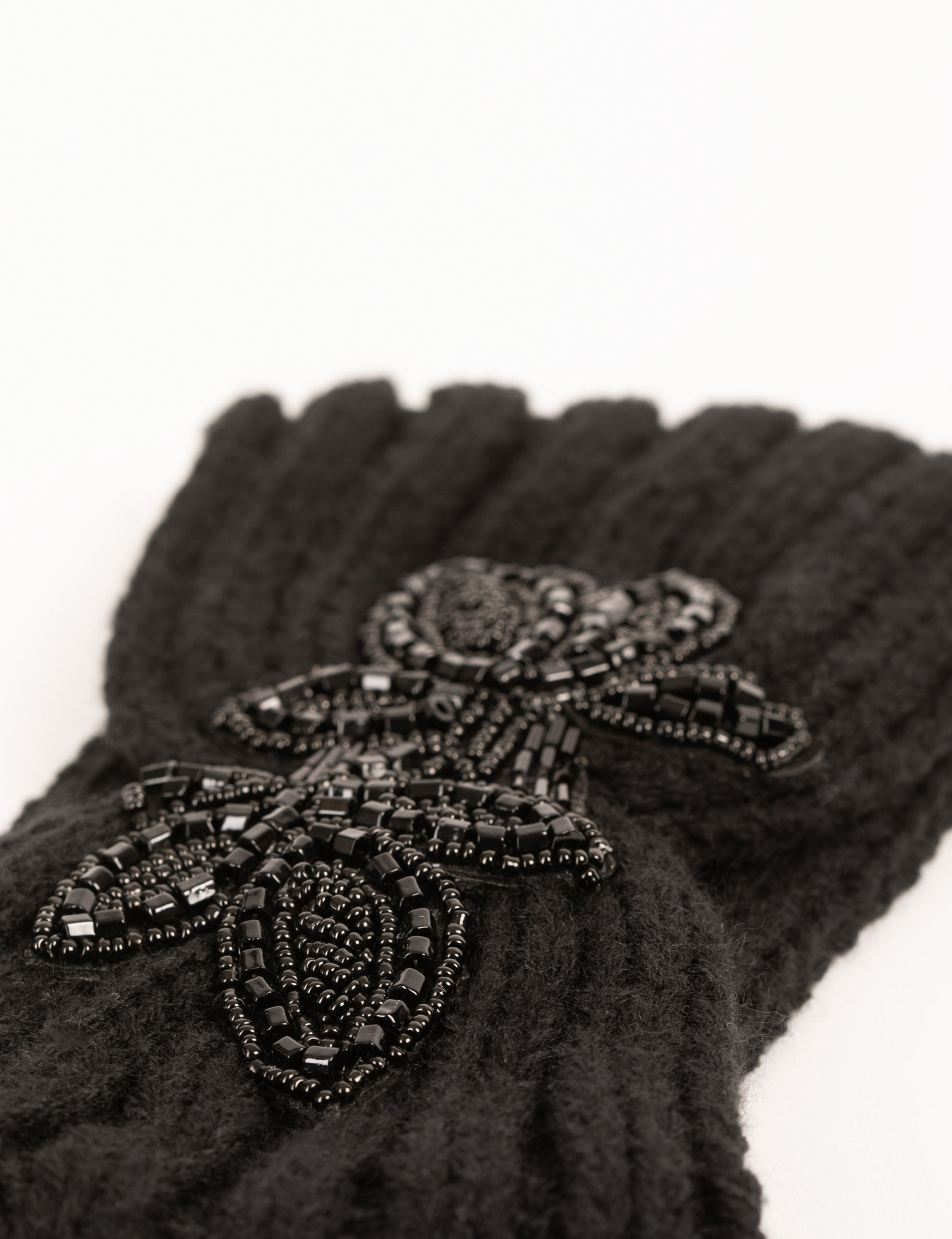 bandeau avec detail en perles noir femme zwart vrouw