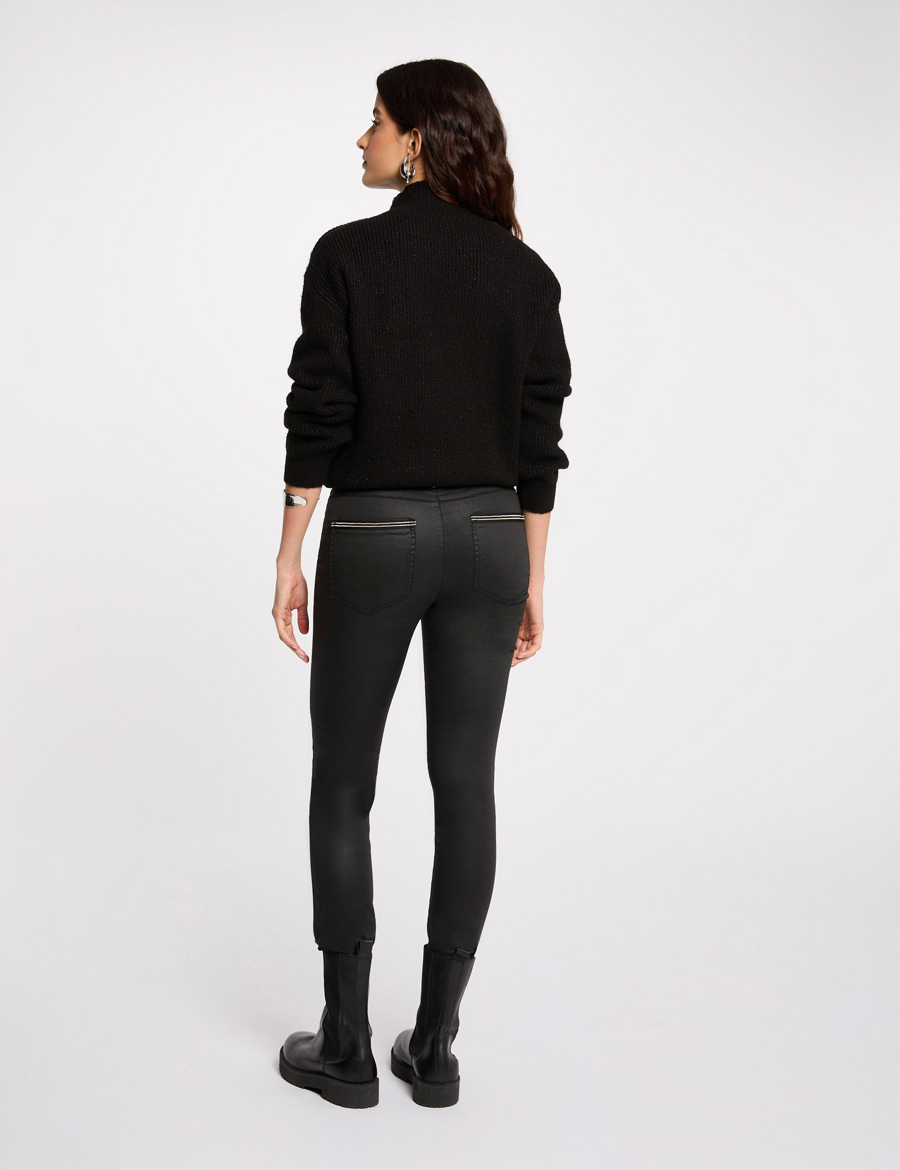 gecoate slimfit broek zwart vrouw Gecoate slimfit broek zwart vrouw
