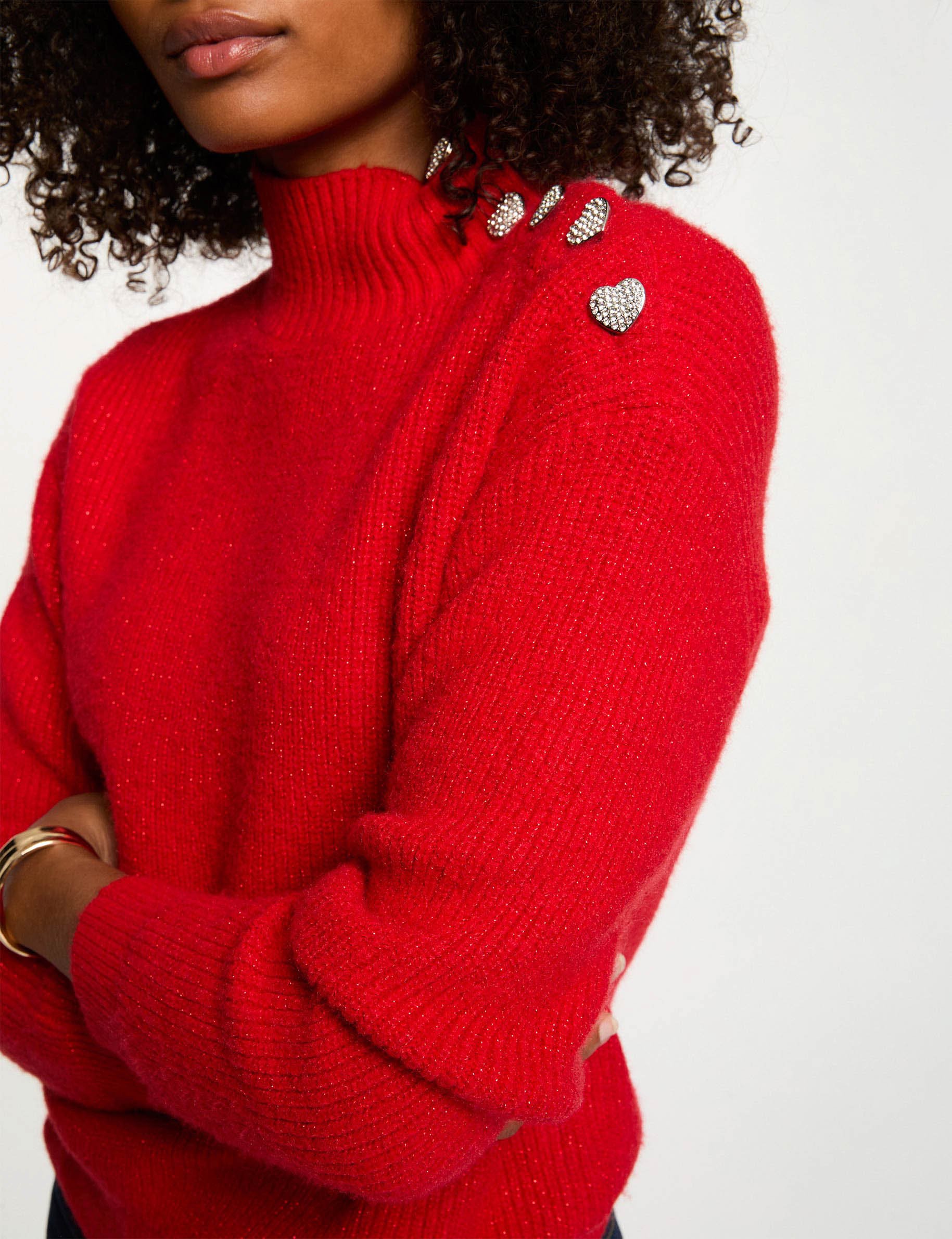 Trui met lange mouwen en knopen rood vrouw