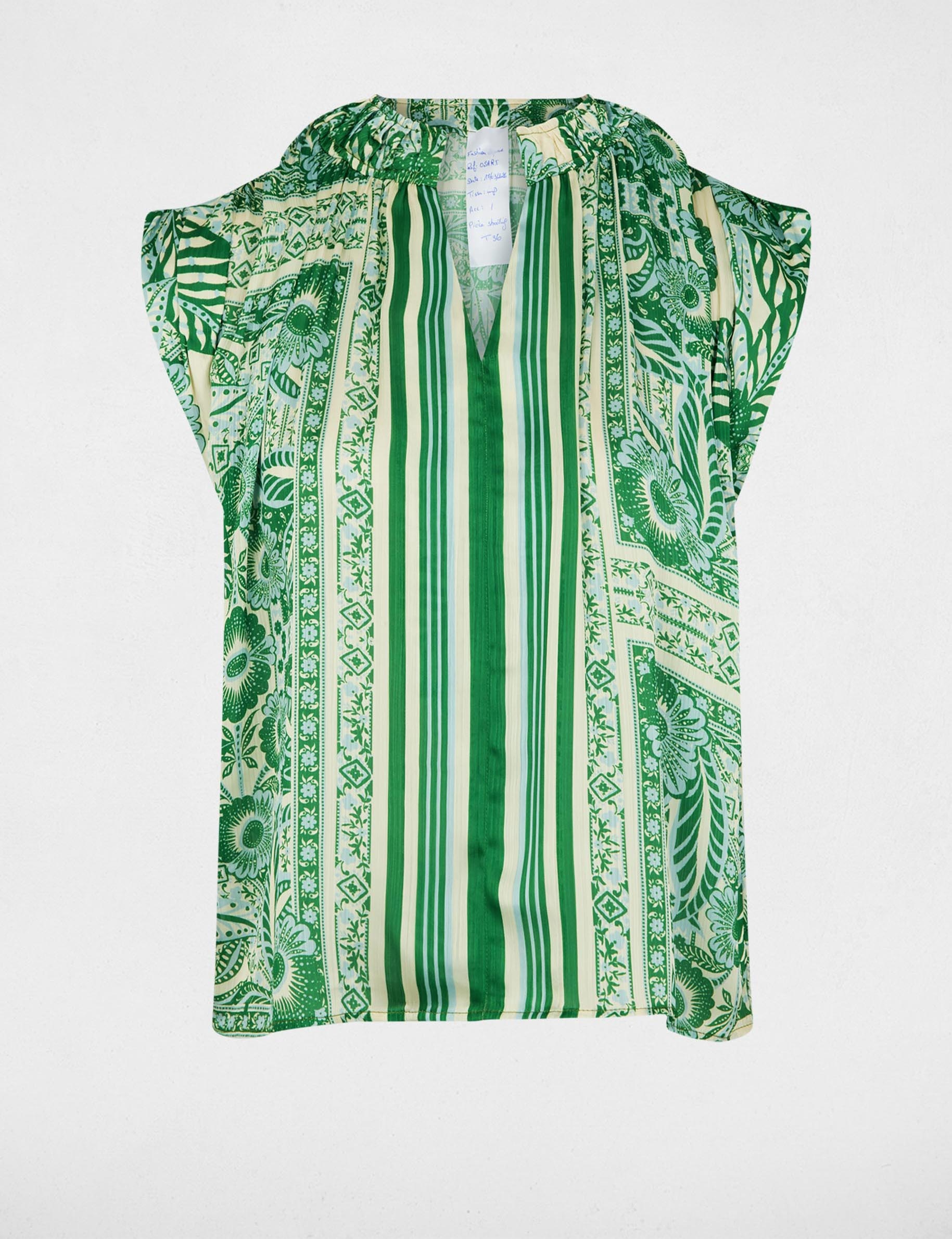 Mouwloze blouse met V-hals meerkleurig vrouw