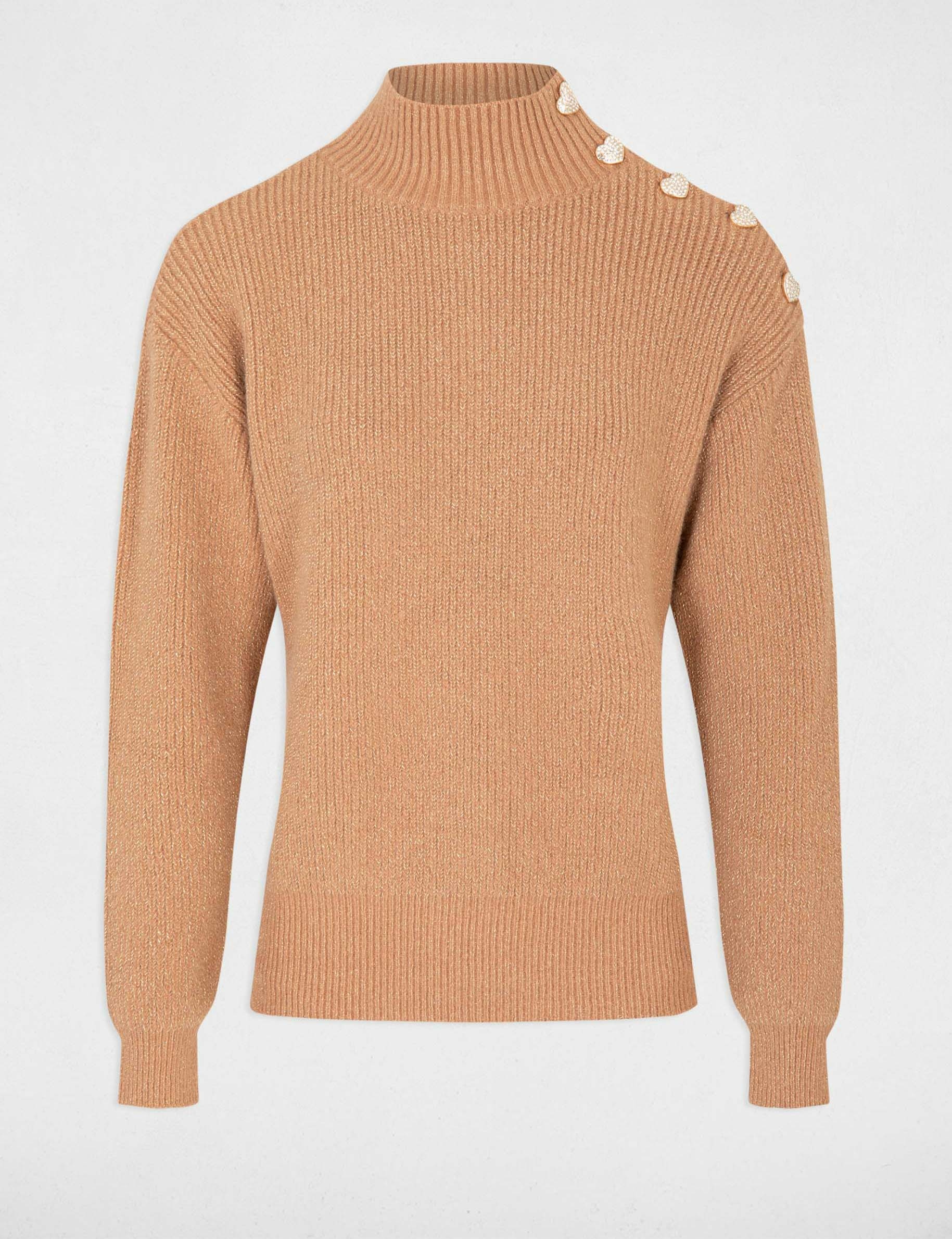 trui met lange mouwen en knopen camel vrouw Trui met lange mouwen en knopen camel vrouw