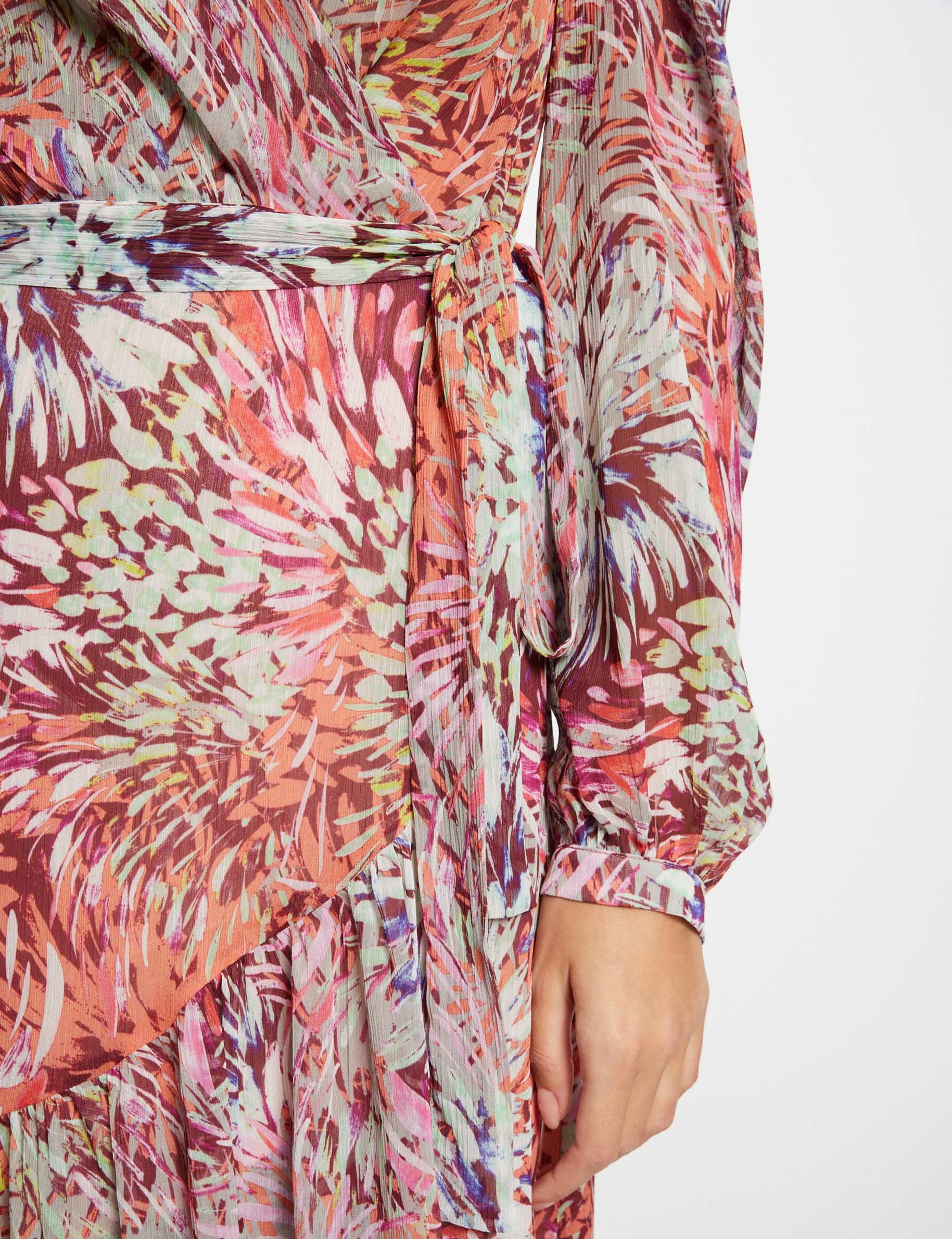 Midi-jurk overslag met print meerkleurig vrouw