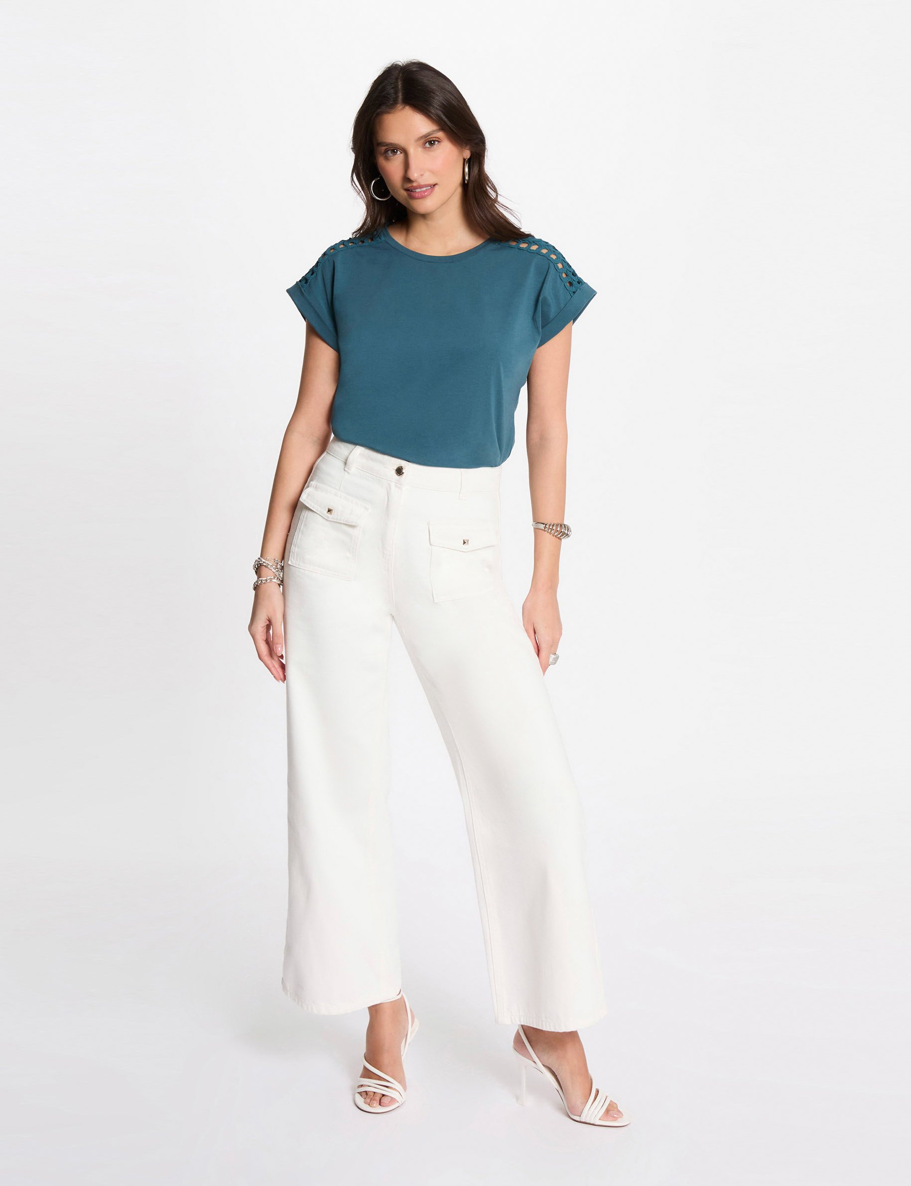 t shirt met korte mouwen bleu petrole vrouw T-shirt met korte mouwen bleu pétrole vrouw