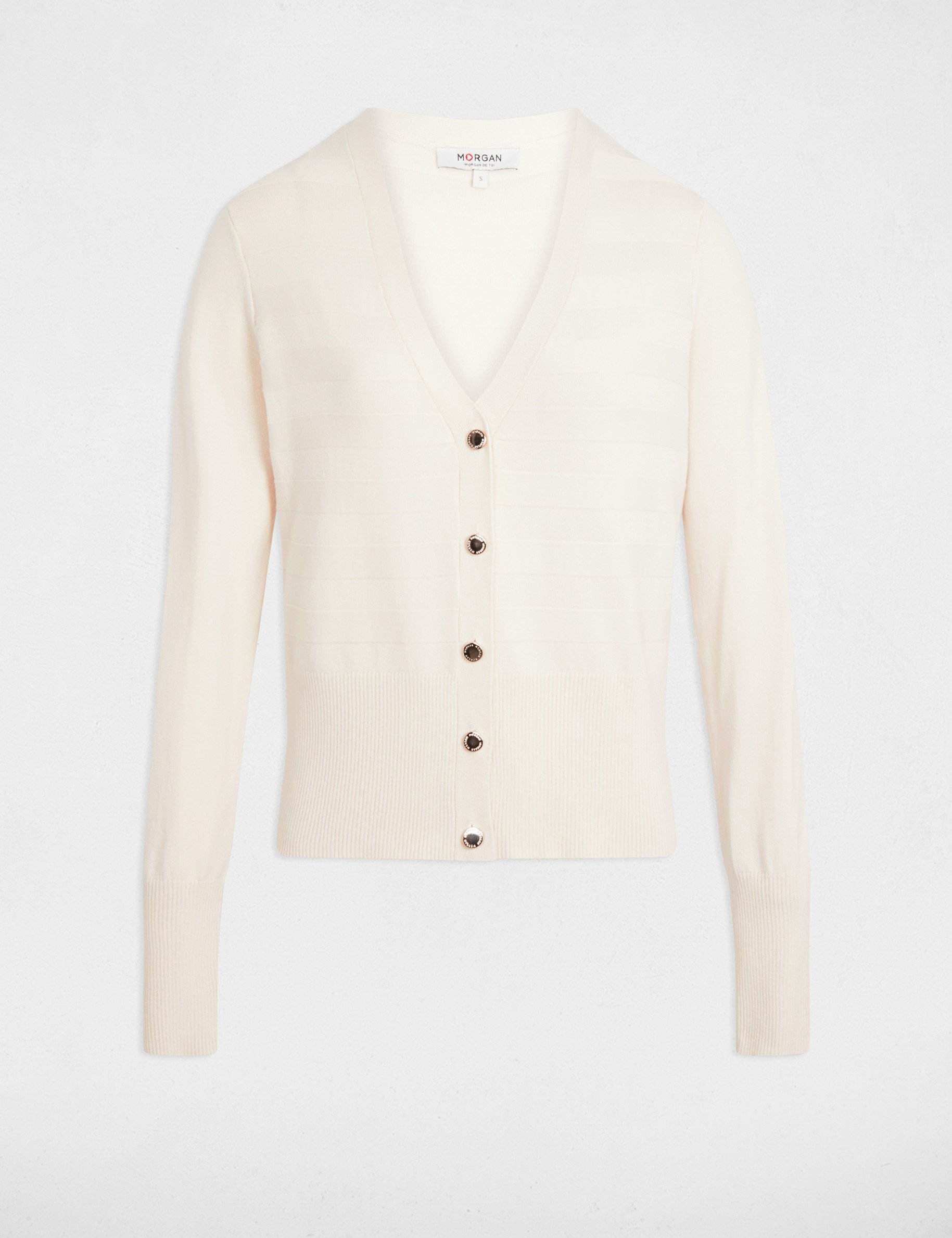 Gilet manches longues ivoire femme