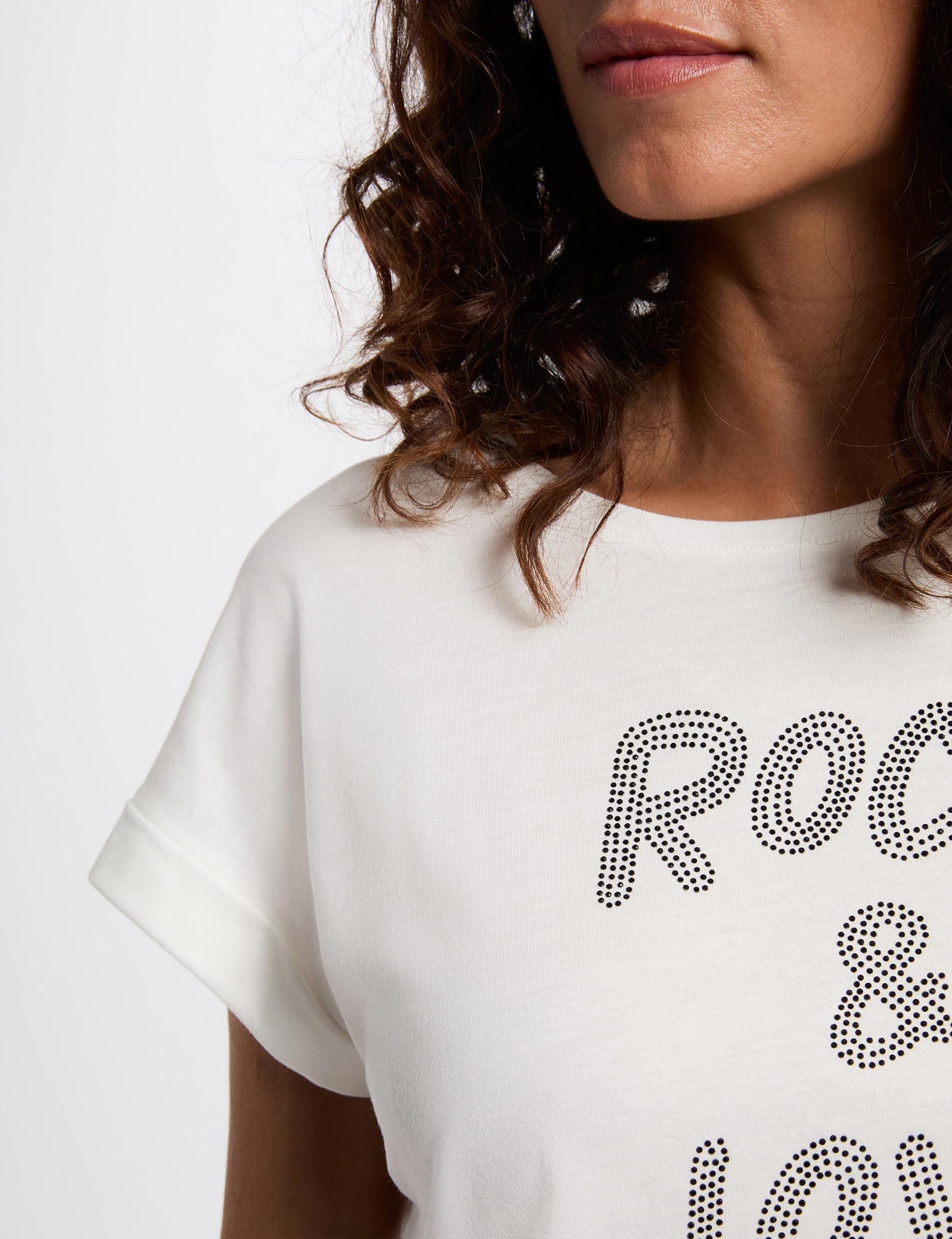kort t shirt met strass helder wit vrouw Kort T-shirt met strass helder wit vrouw