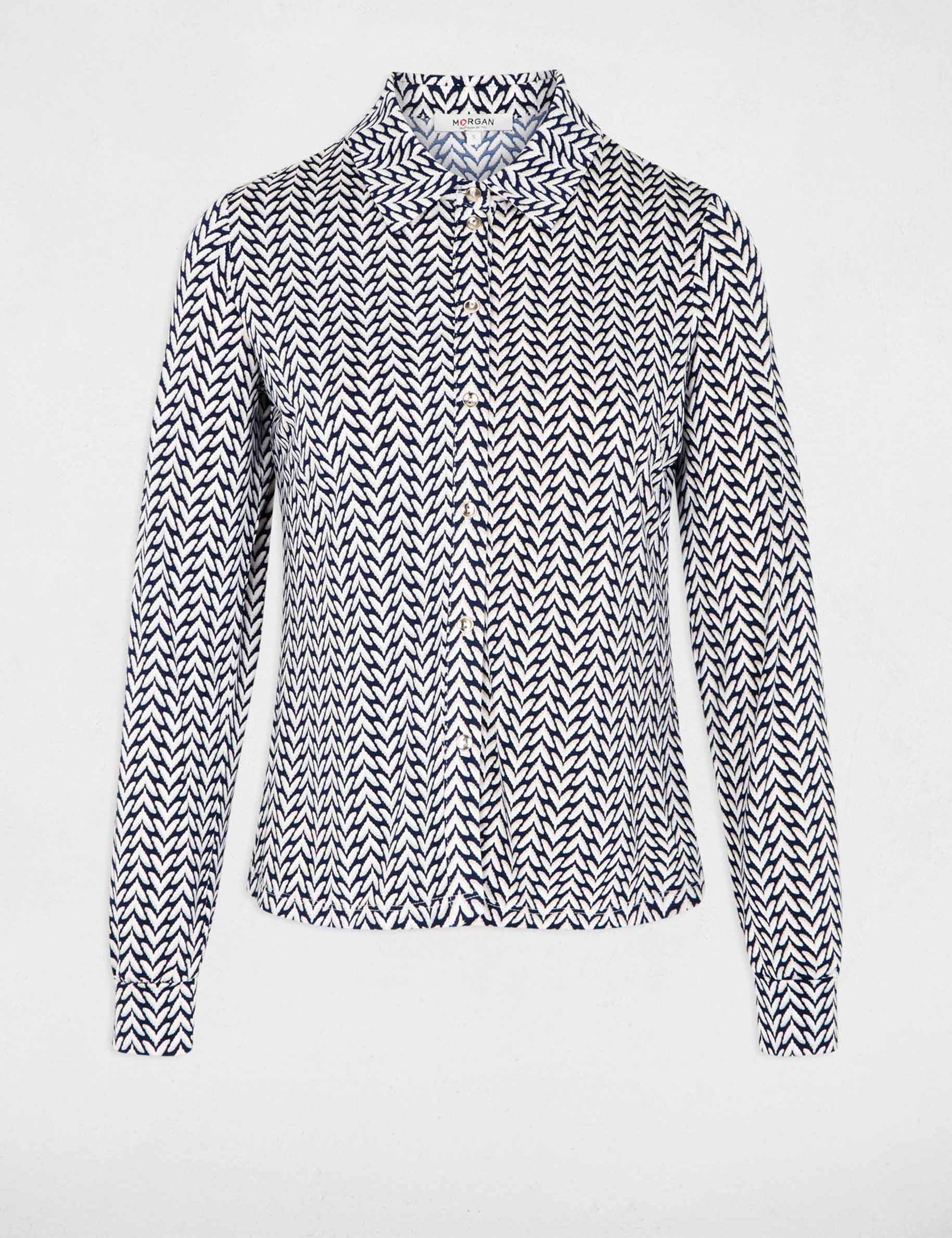 Rechte blouse met reverskraag helder wit vrouw