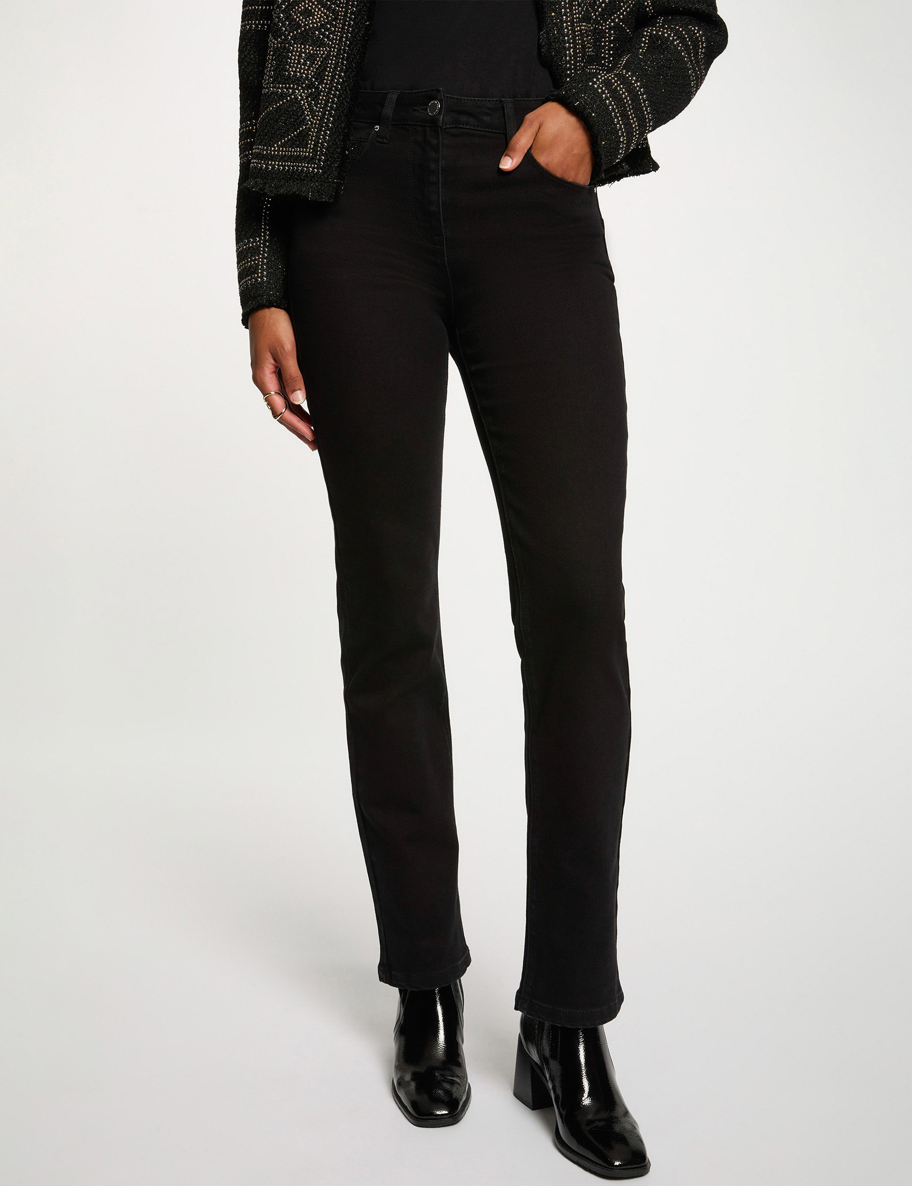 rechte jeans met strass zwart vrouw Rechte jeans met strass zwart vrouw