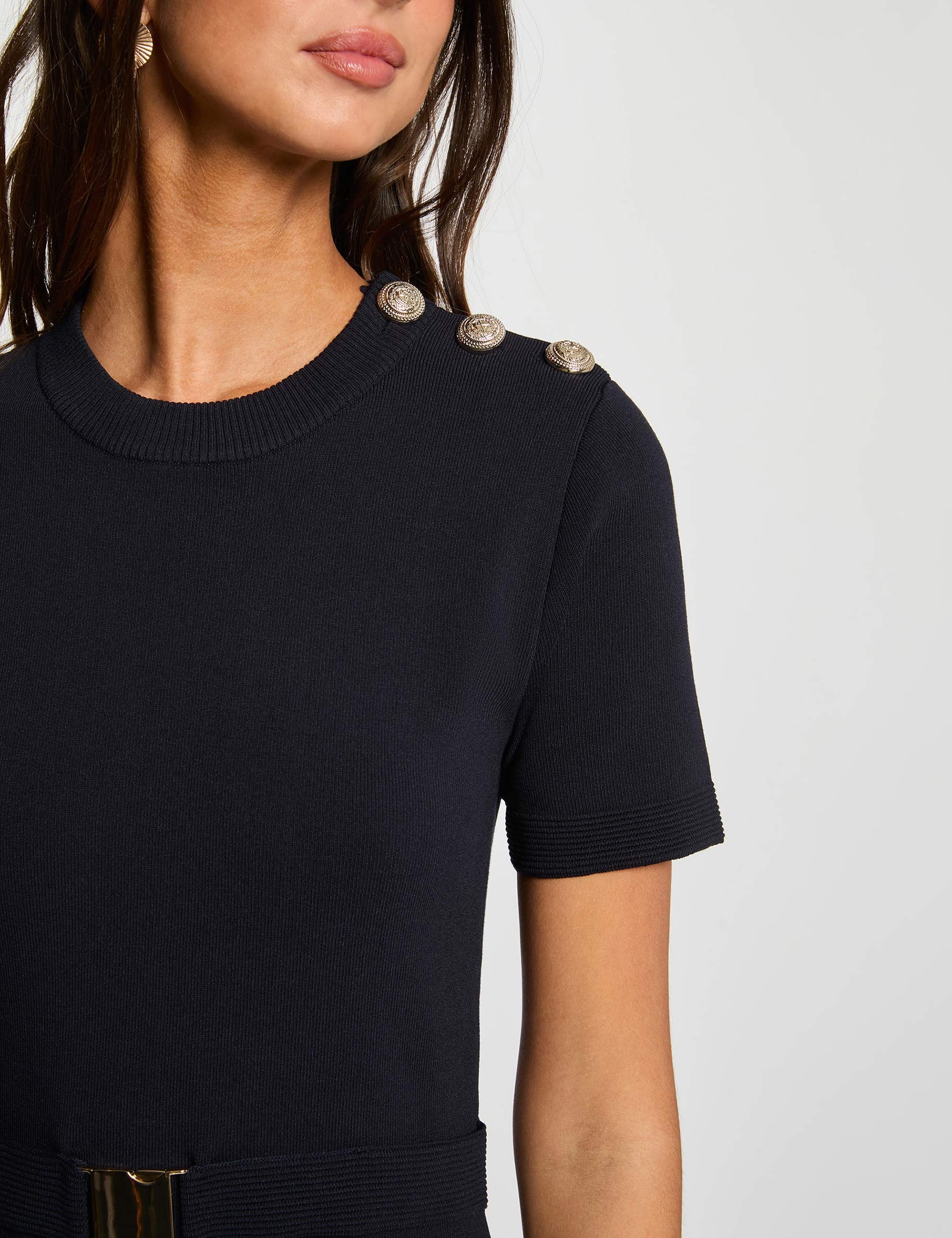 Robe courte ceinturée bleu marine femme