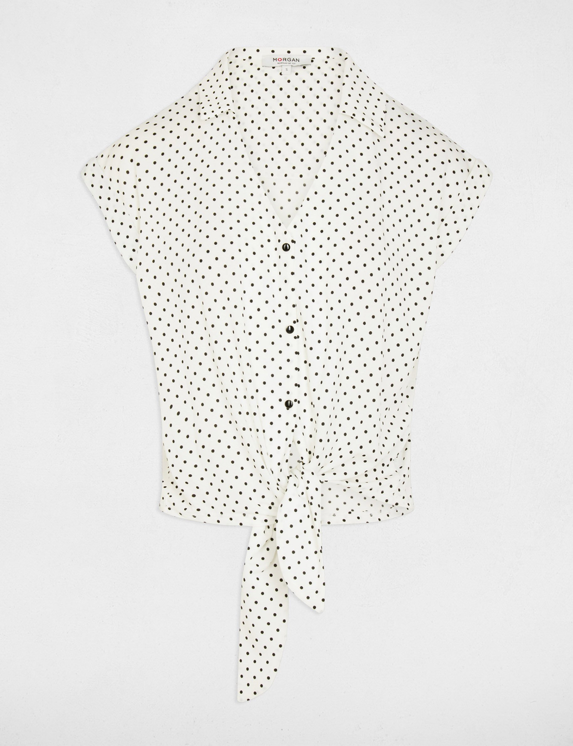 Chemise cropped col v blanc femme