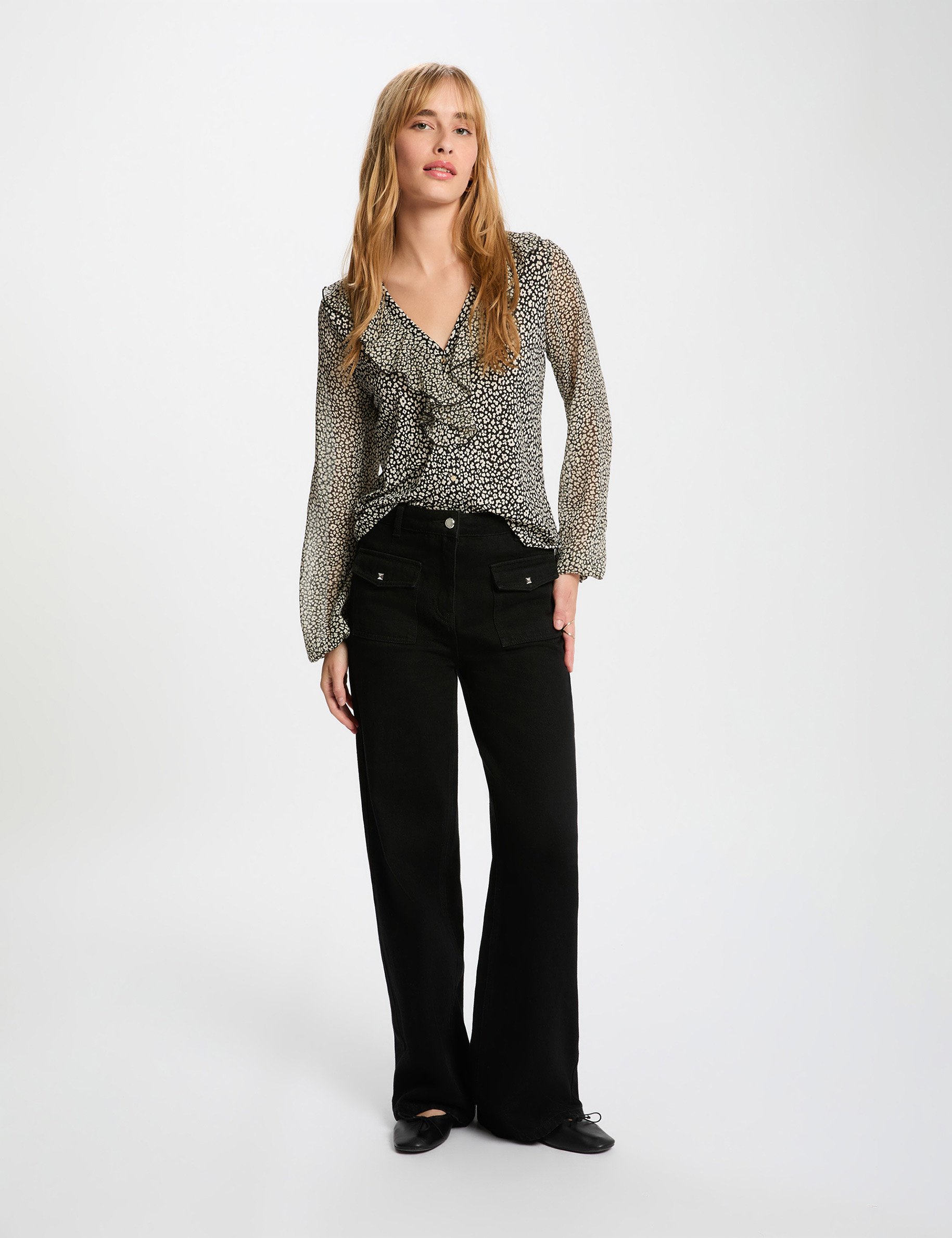 top col v manches longues noir femme Top col v manches longues noir femme