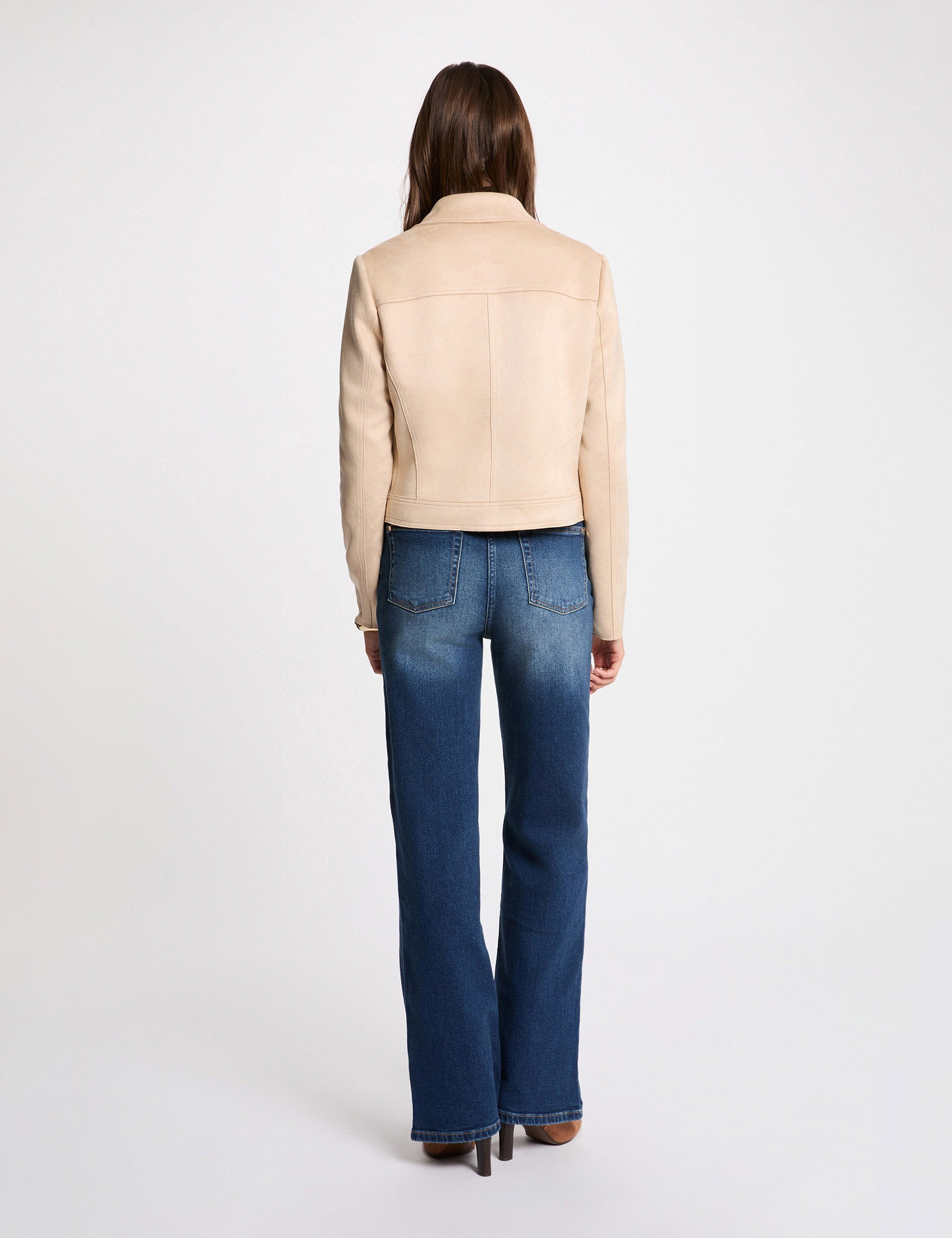 Kort suèdine jack marron clair vrouw