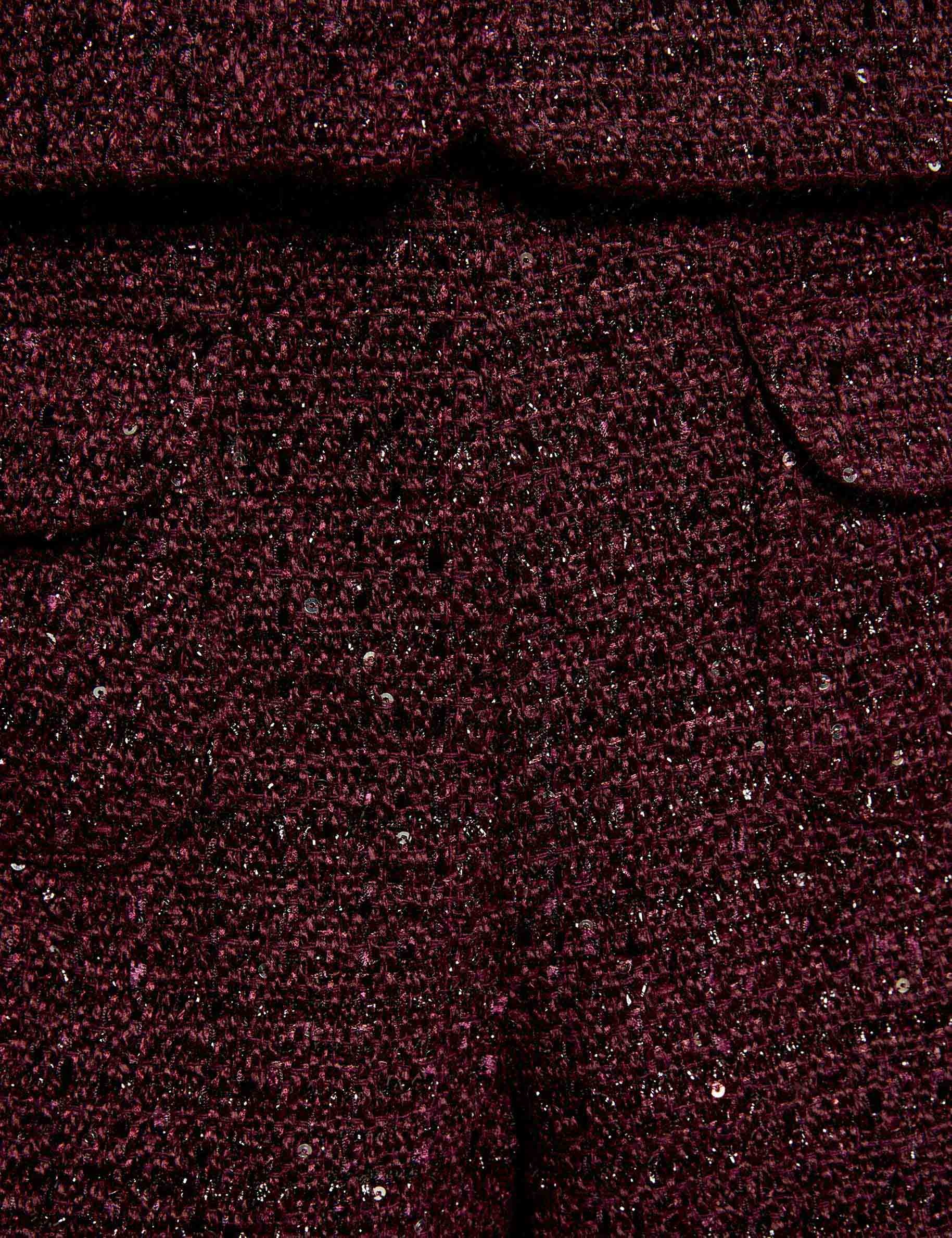 short tweed taille haute prune femme null