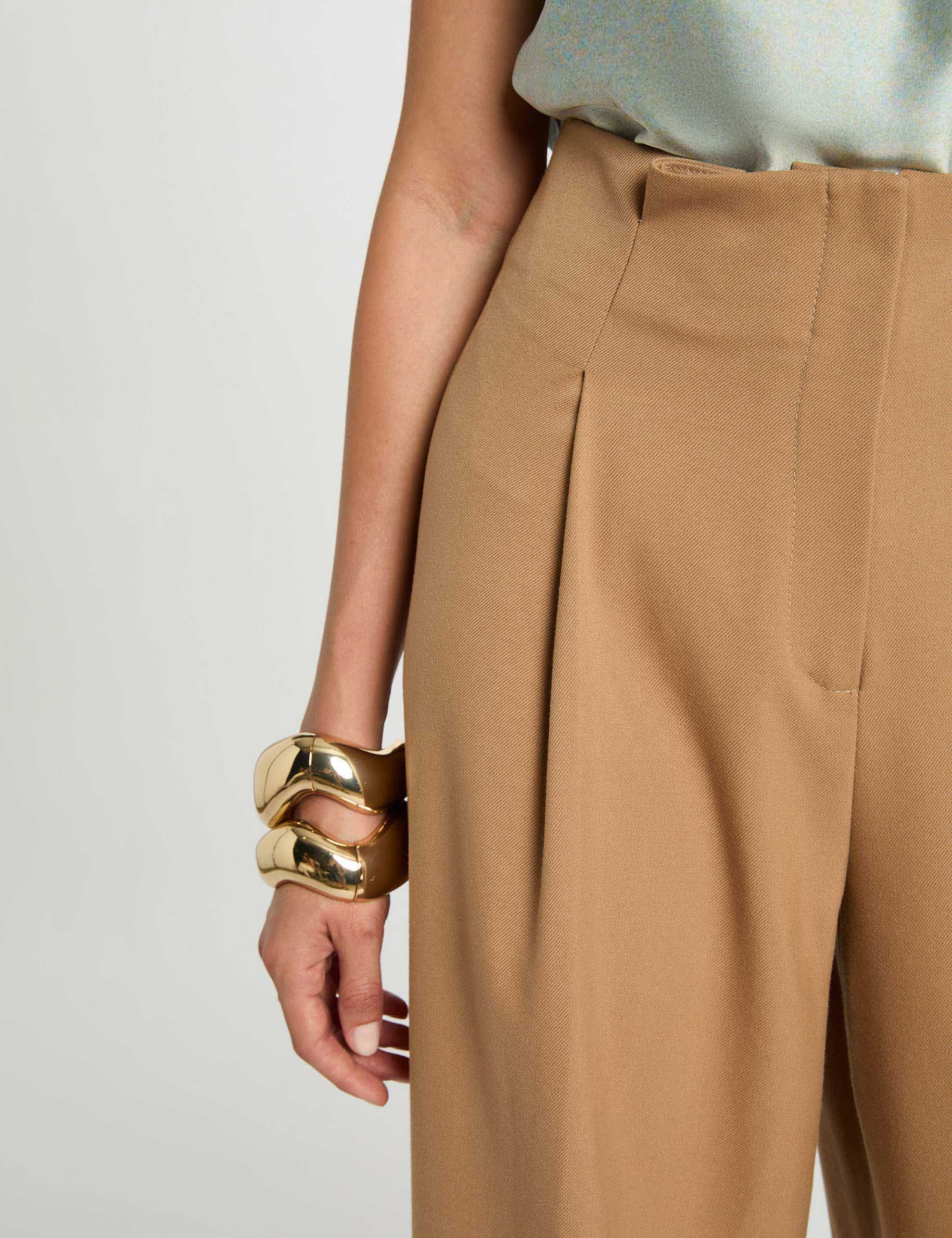 hoge taille wijde broek camel vrouw Hoge taille wijde broek camel vrouw