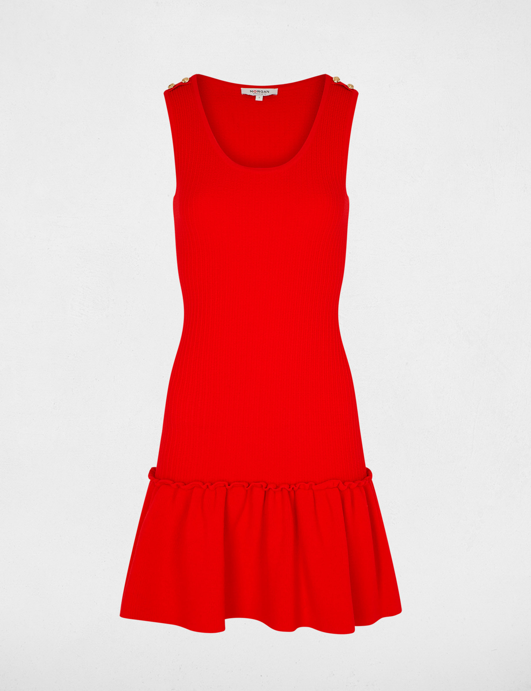 Robe tricot cintr&eacute;e rouge vif femme