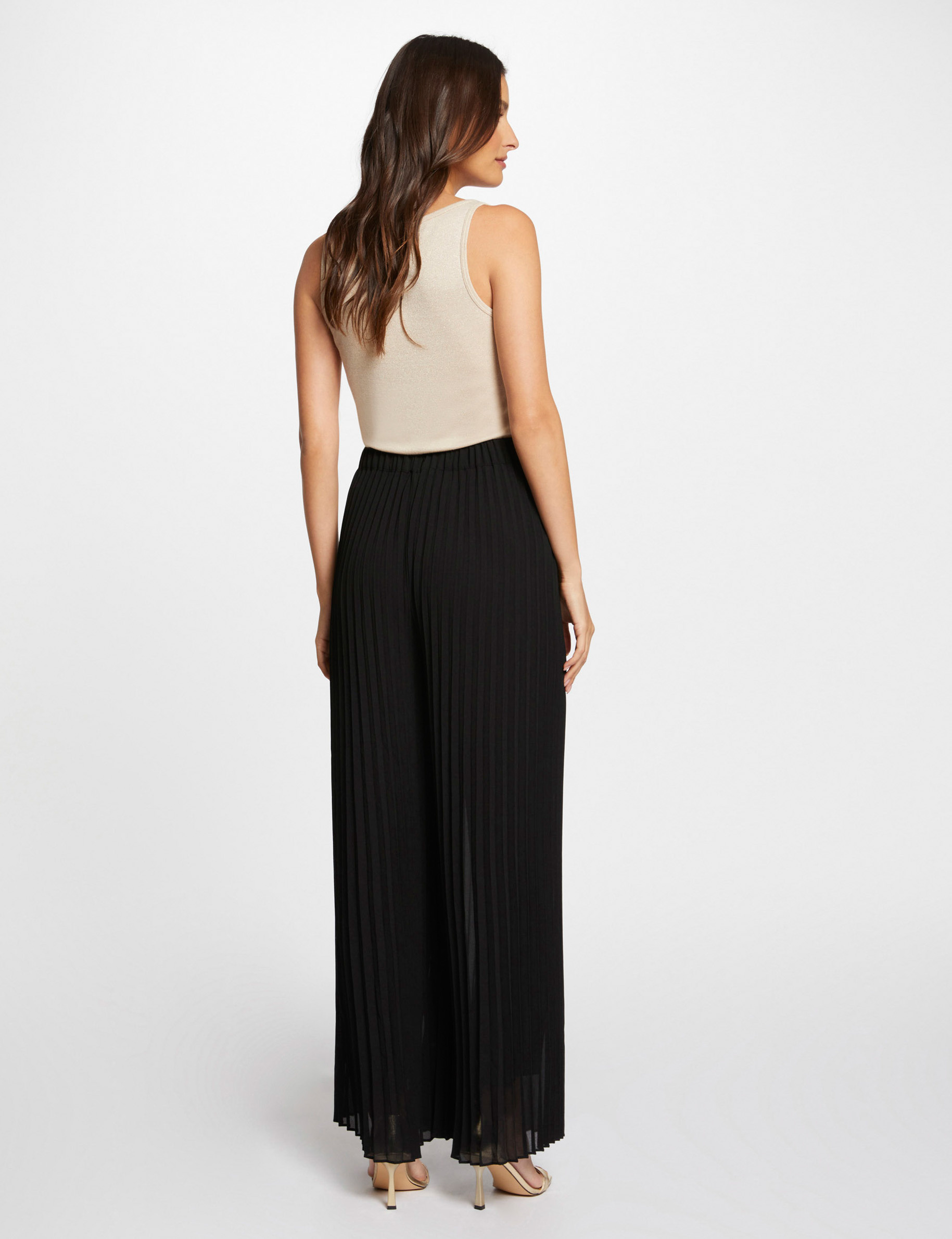 pantalon large fluide plisse noir femme Pantalon large fluide plissé noir femme