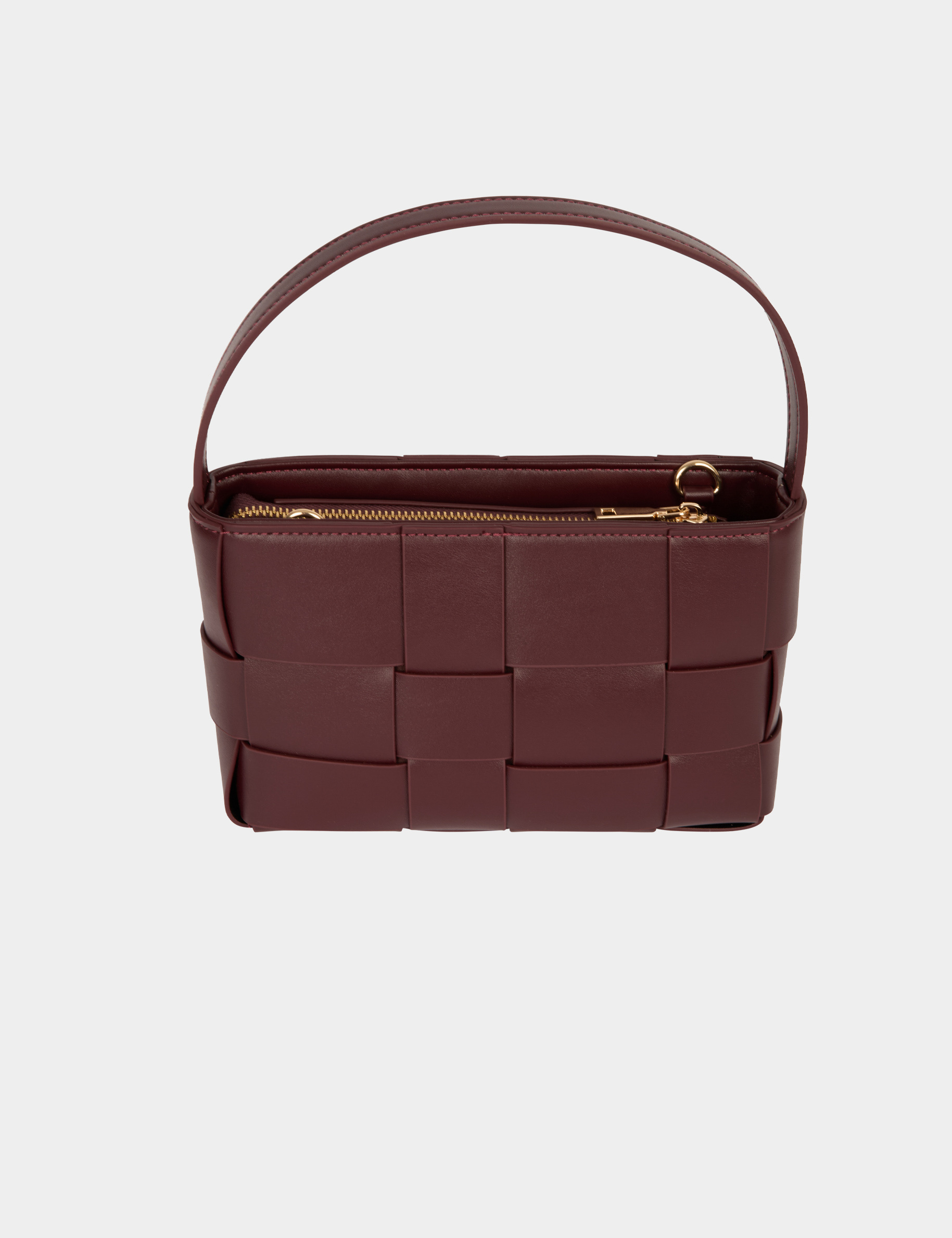 Gevlochten tas van imitatieleer bordeaux vrouw