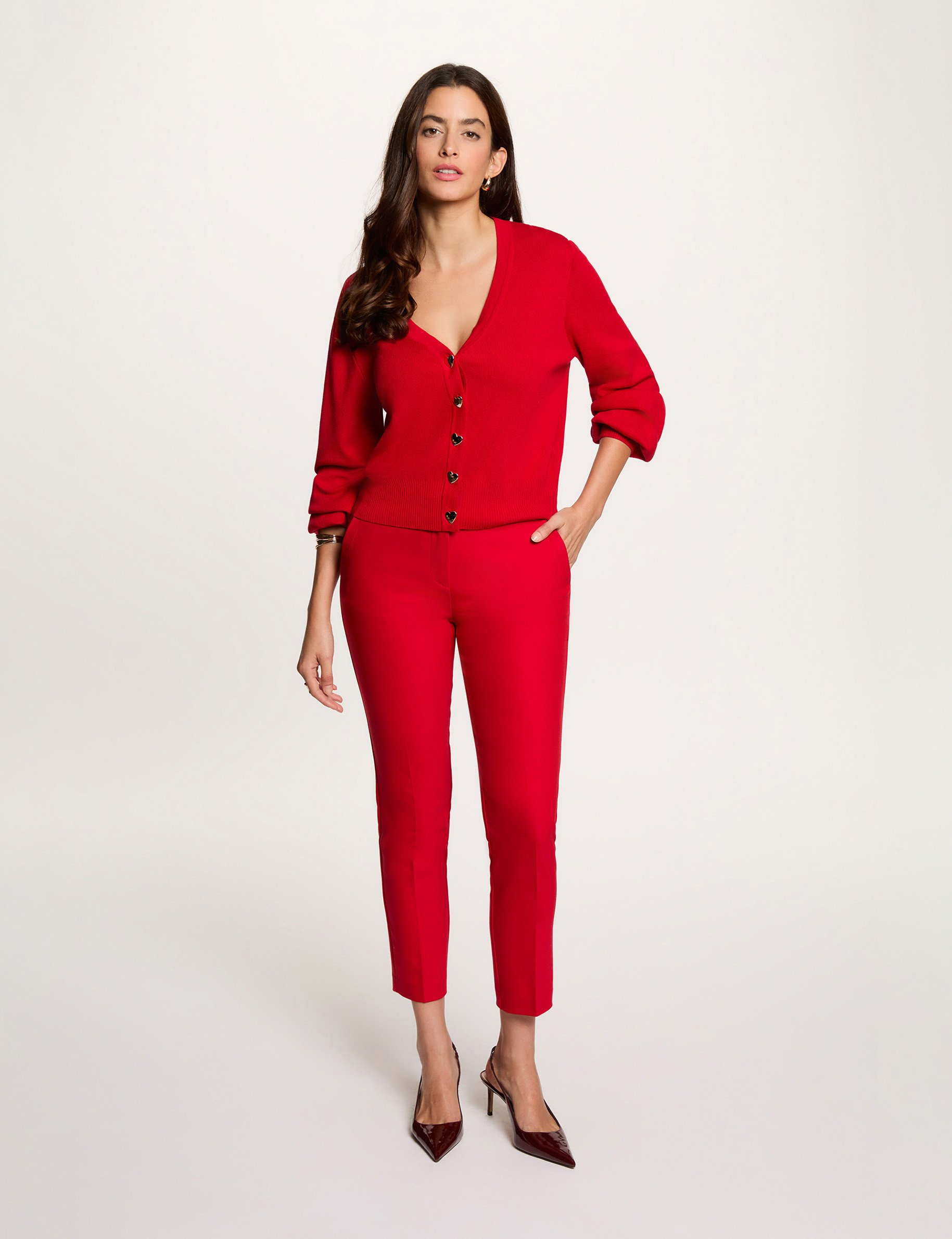 7/8 rechte stadsbroek rood vrouw