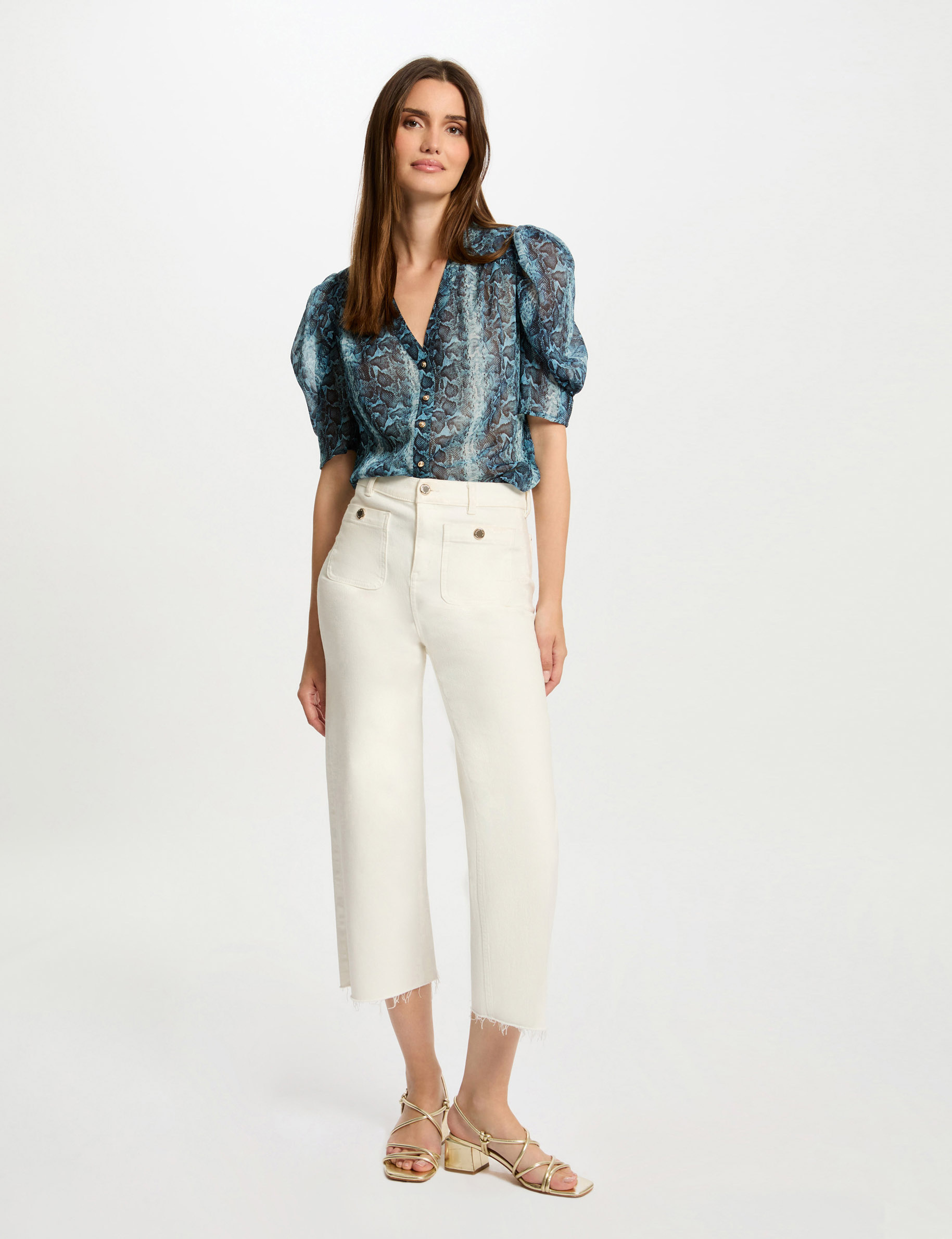 Blouse met 3/4 mouwen en print meerkleurig vrouw