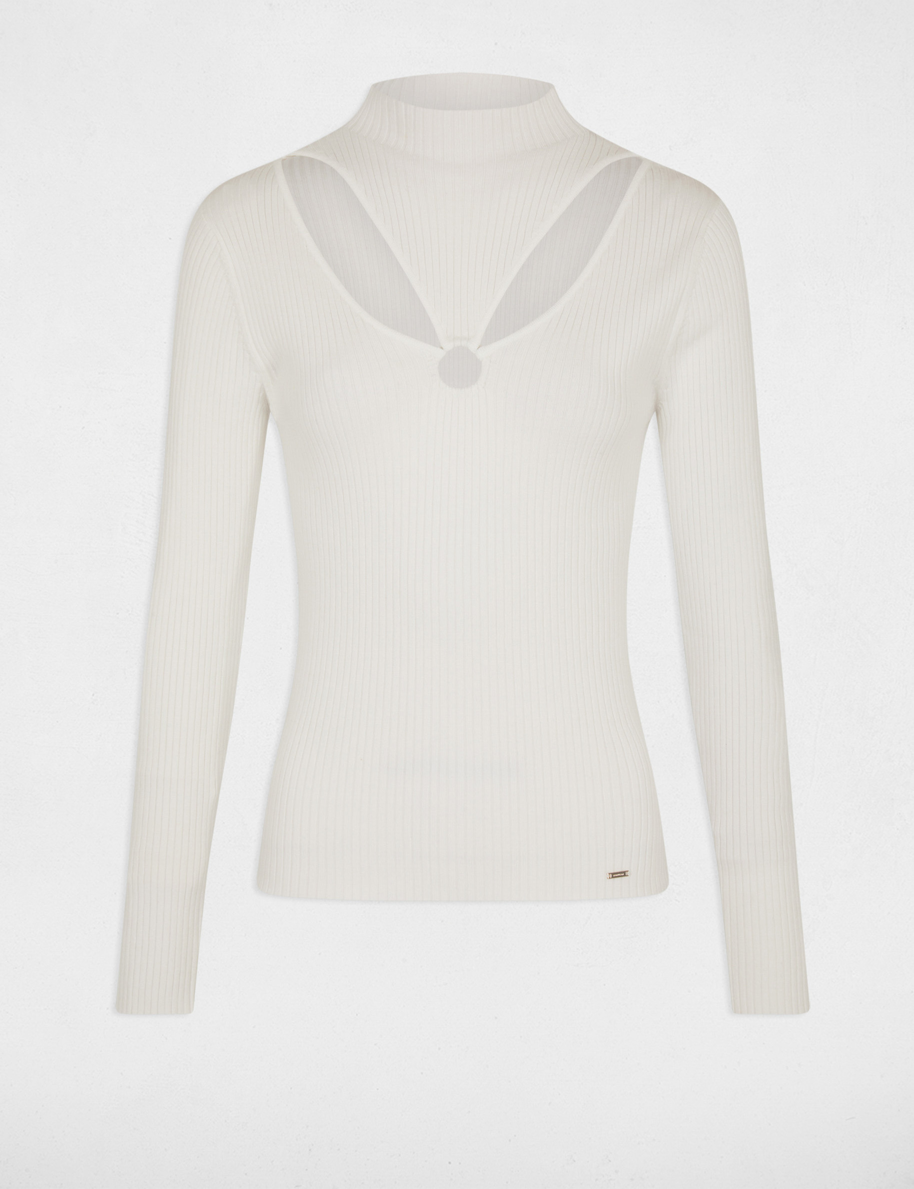 pull manches longues a ouvertures ecru femme Pull manches longues à ouvertures ecru femme