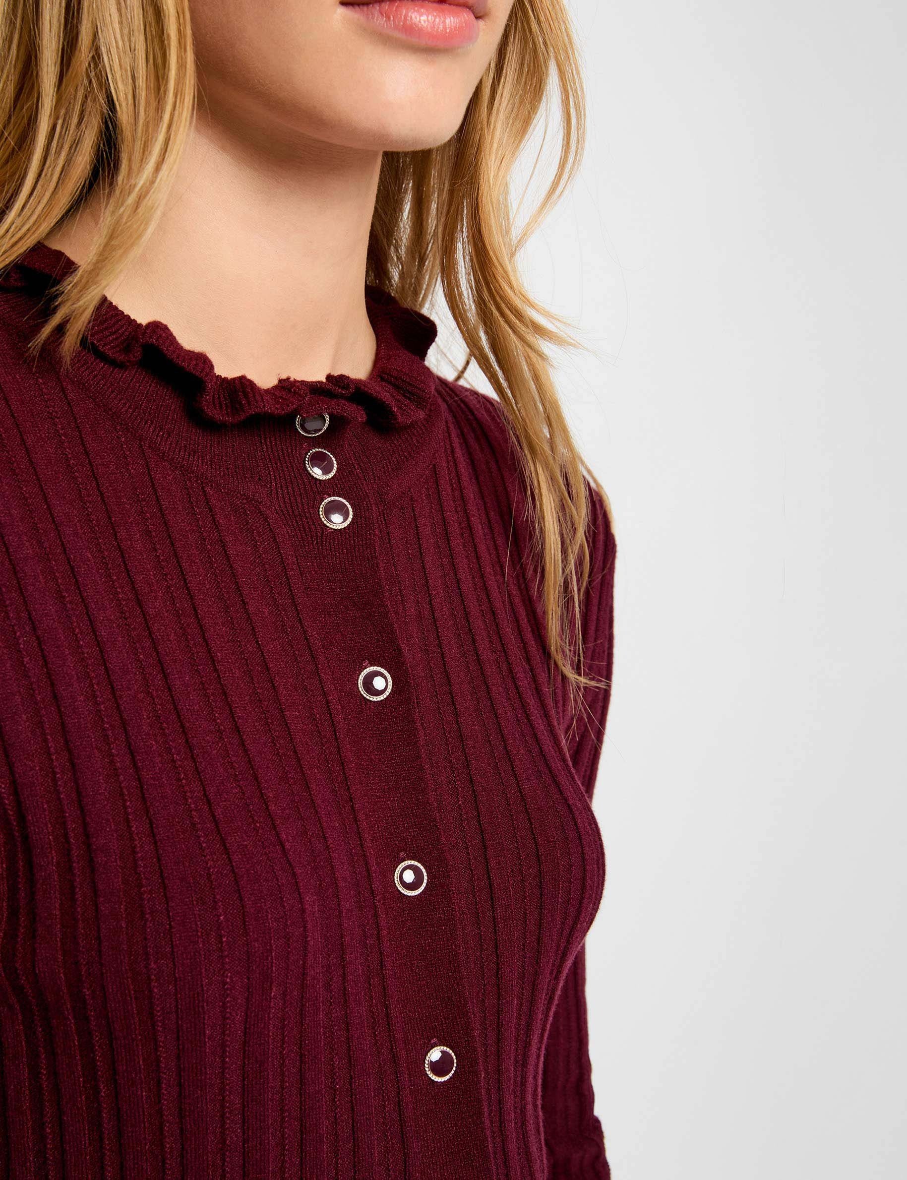 pull col montant ajuste prune femme Pull col montant ajusté prune femme