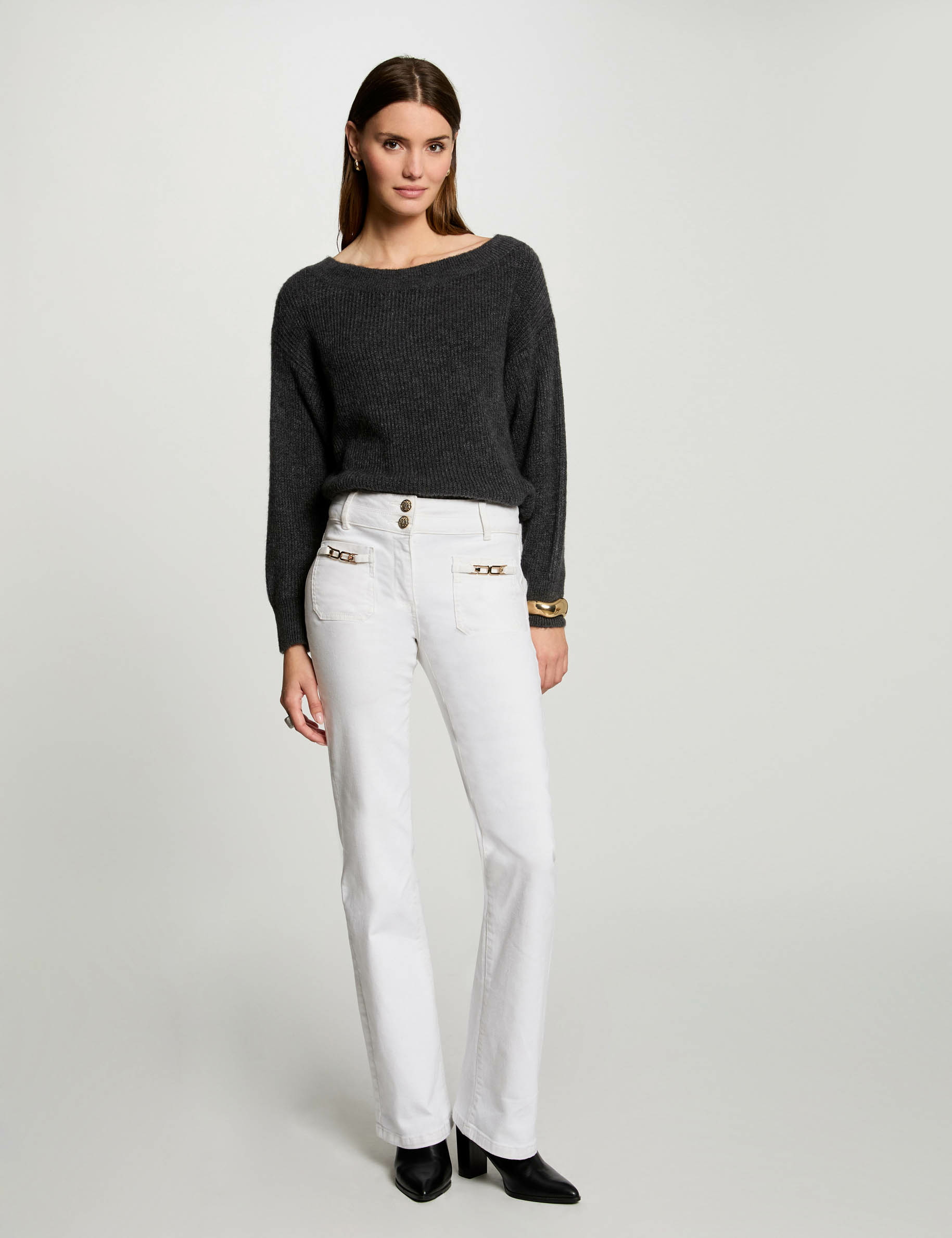pull col rond gris anthracite femme Pull col rond gris anthracite femme