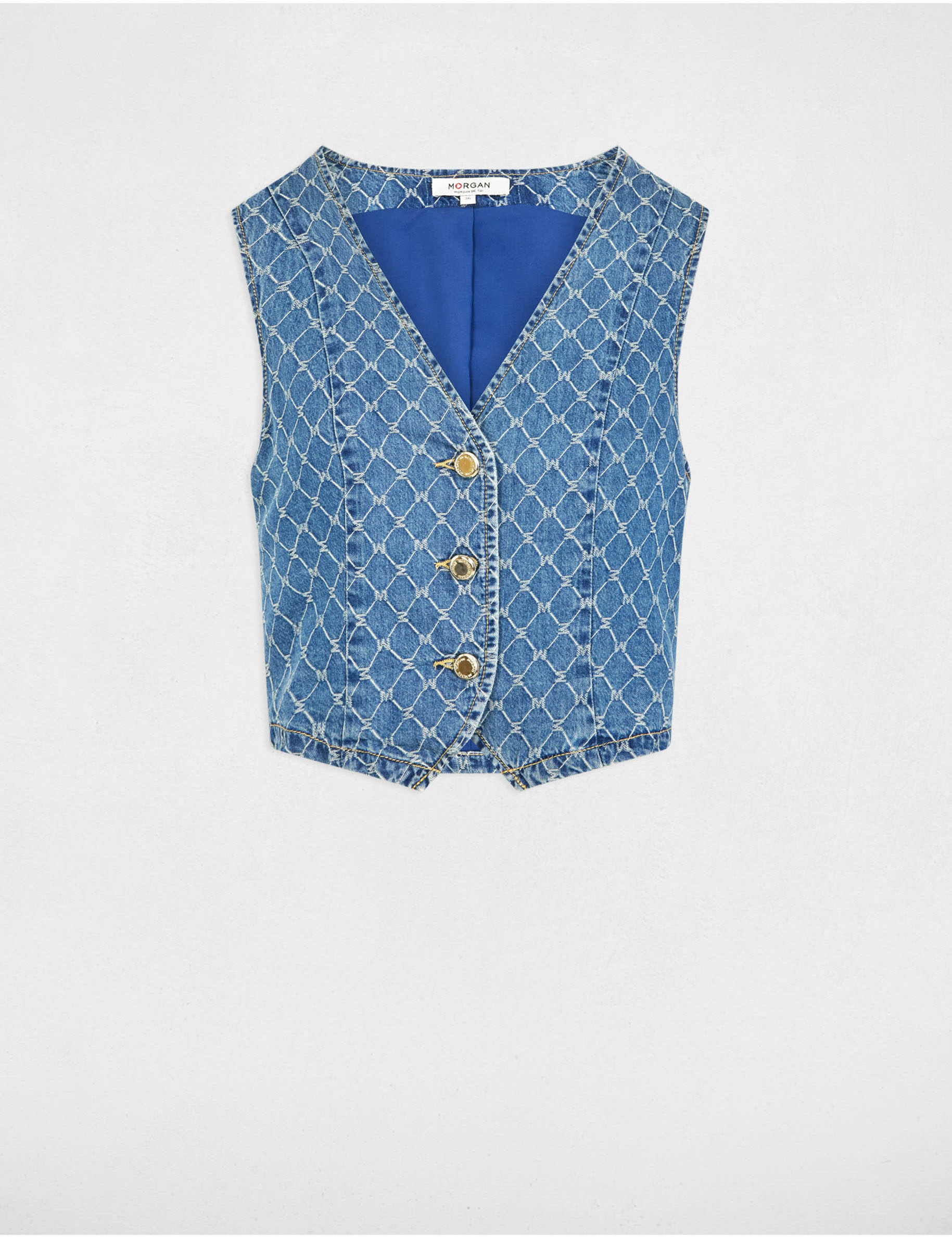 mouwloos denim gilet stone washed denim vrouw Mouwloos denim gilet stone washed denim vrouw