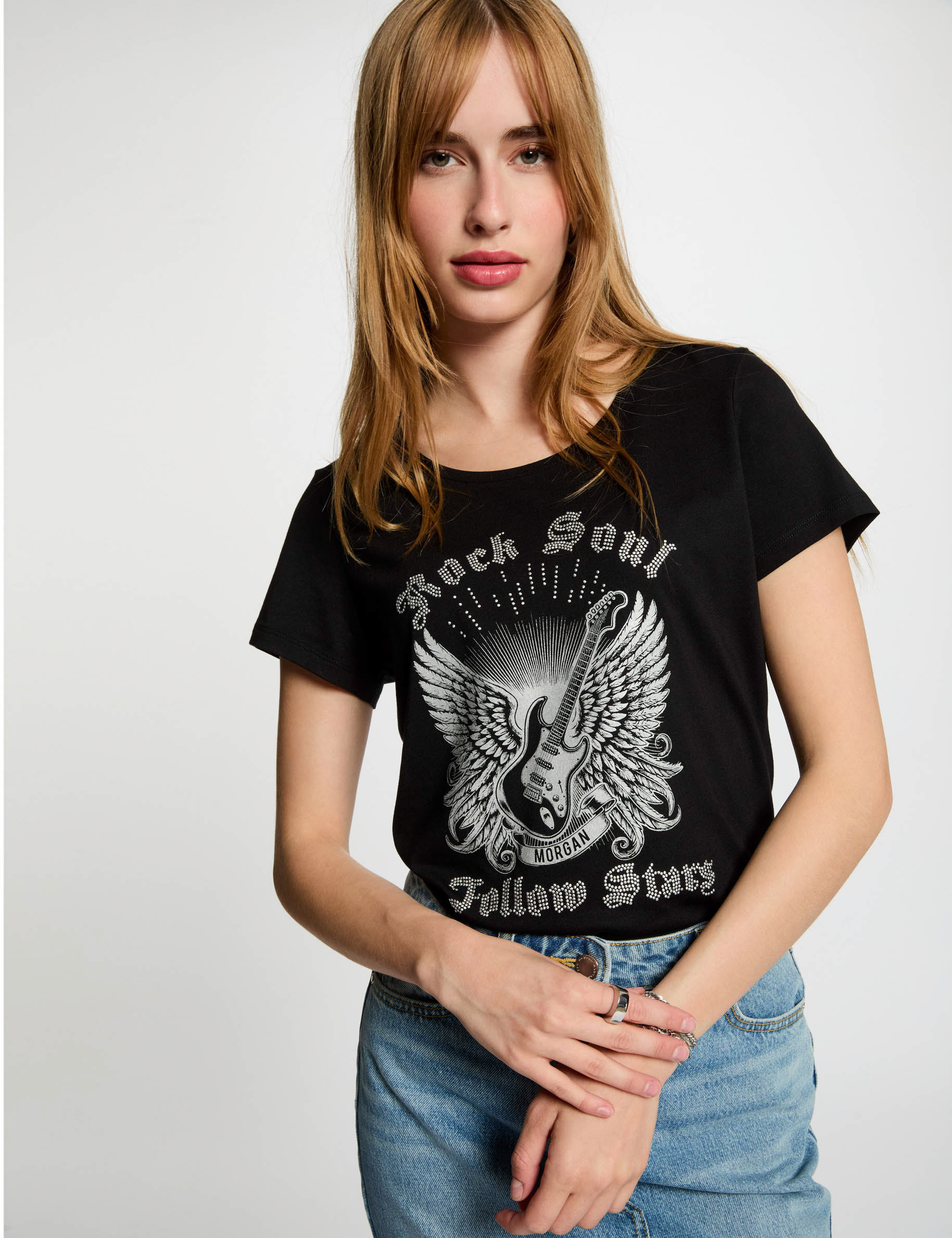 t shirt a inscription noir femme T-shirt à inscription noir femme