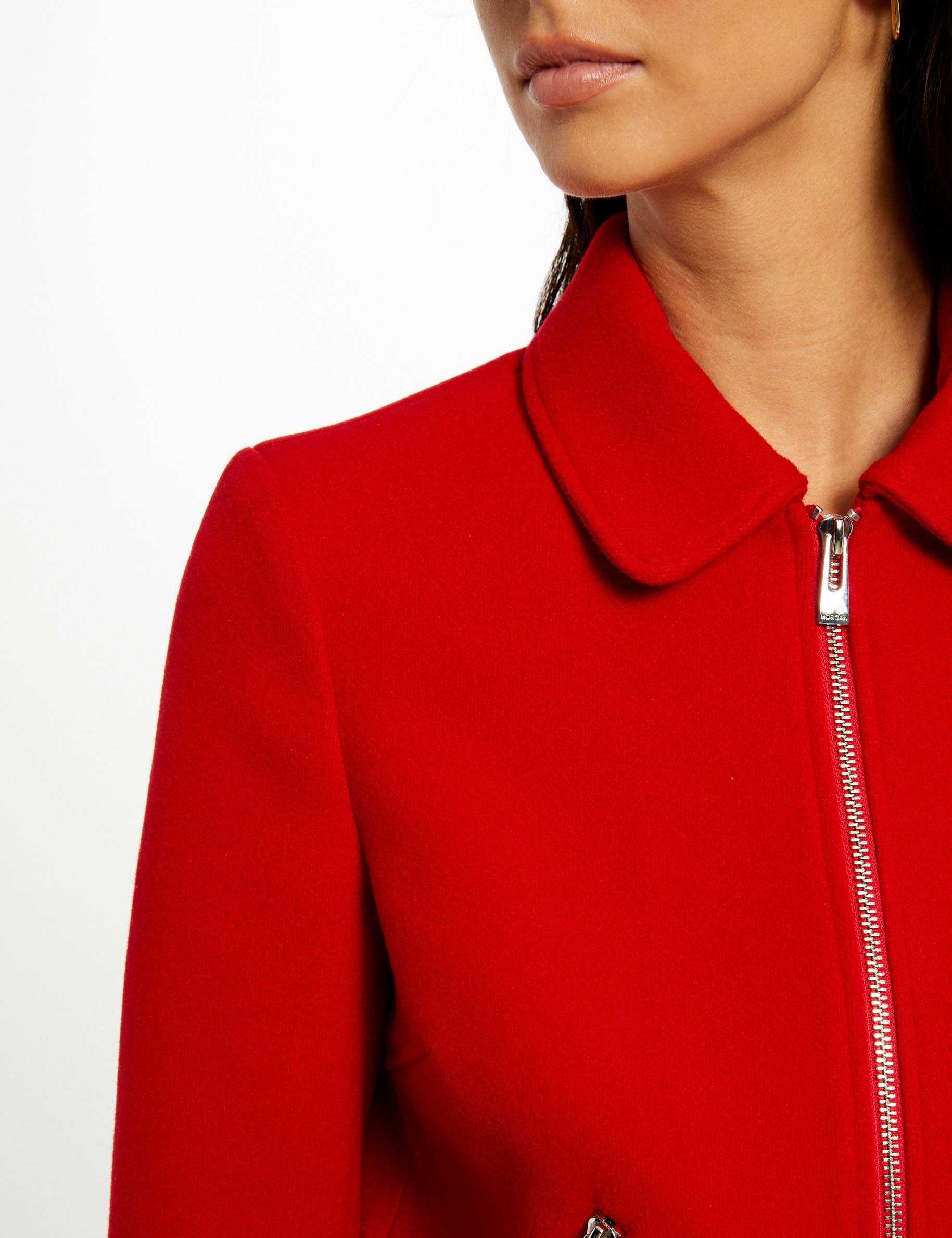 Veste droite zippée rouge femme