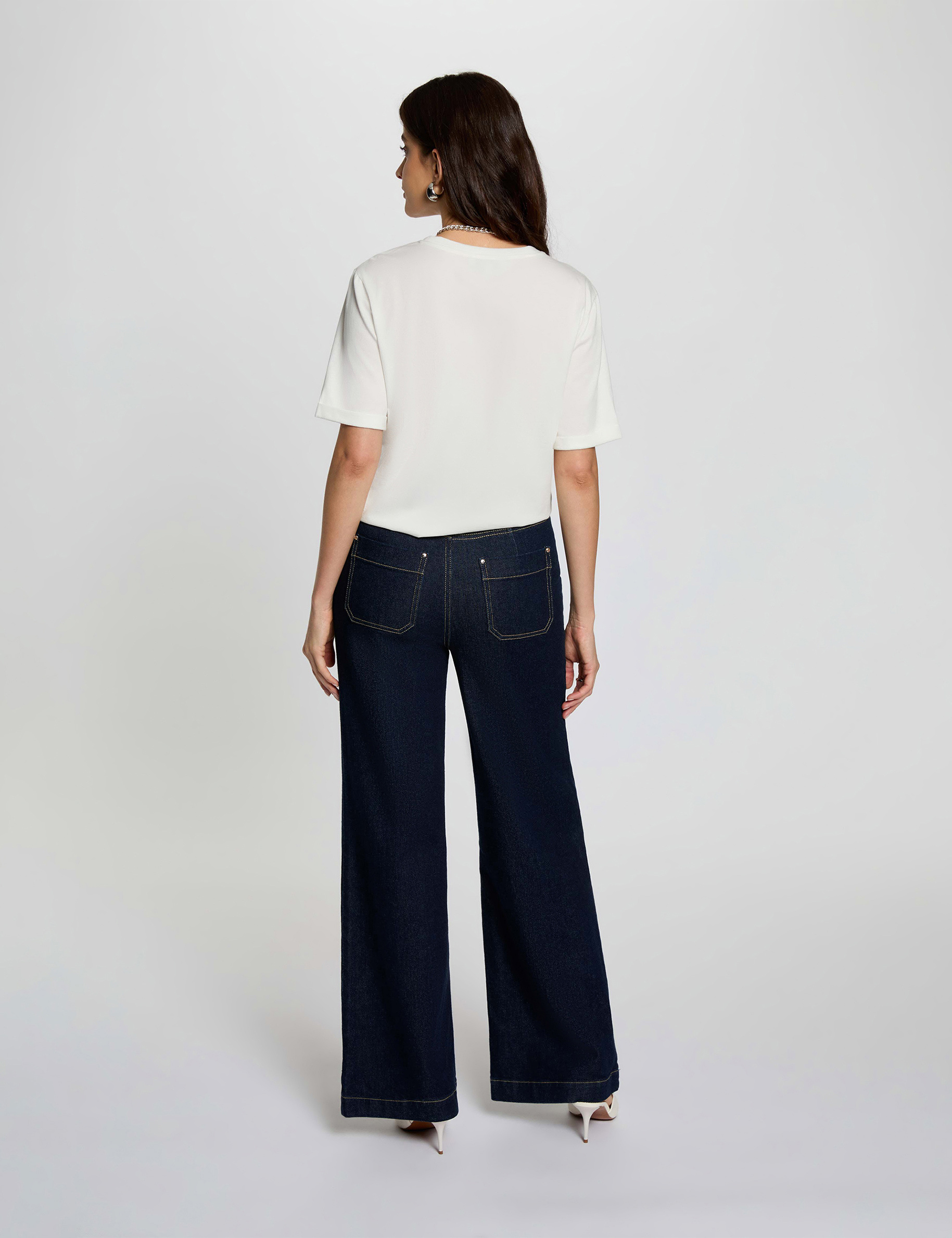 Recht T-shirt met korte mouwen helder wit vrouw